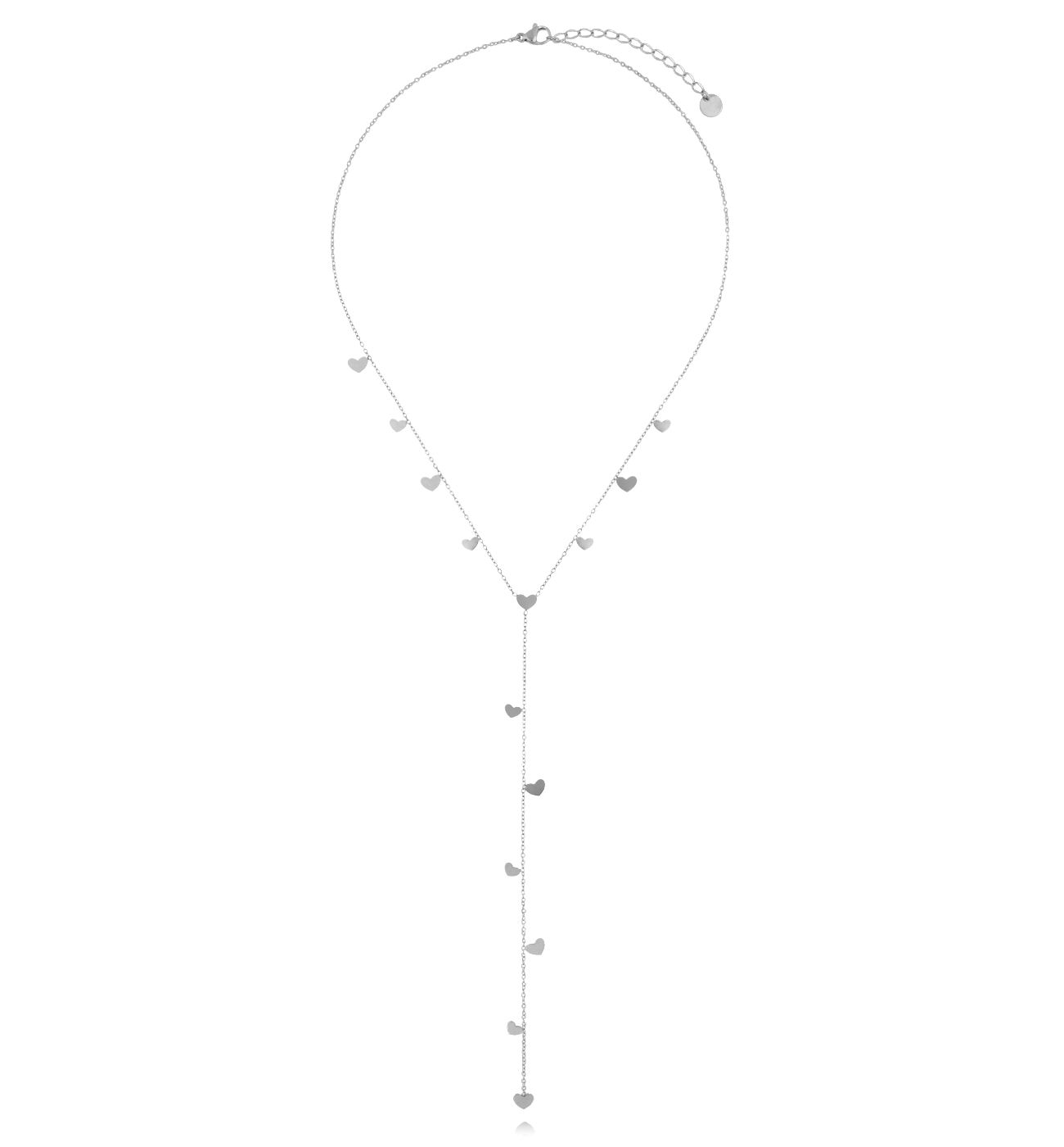 Naszyjnik z sercami i krawatką srebrny NSY0524 - By Dziubeka