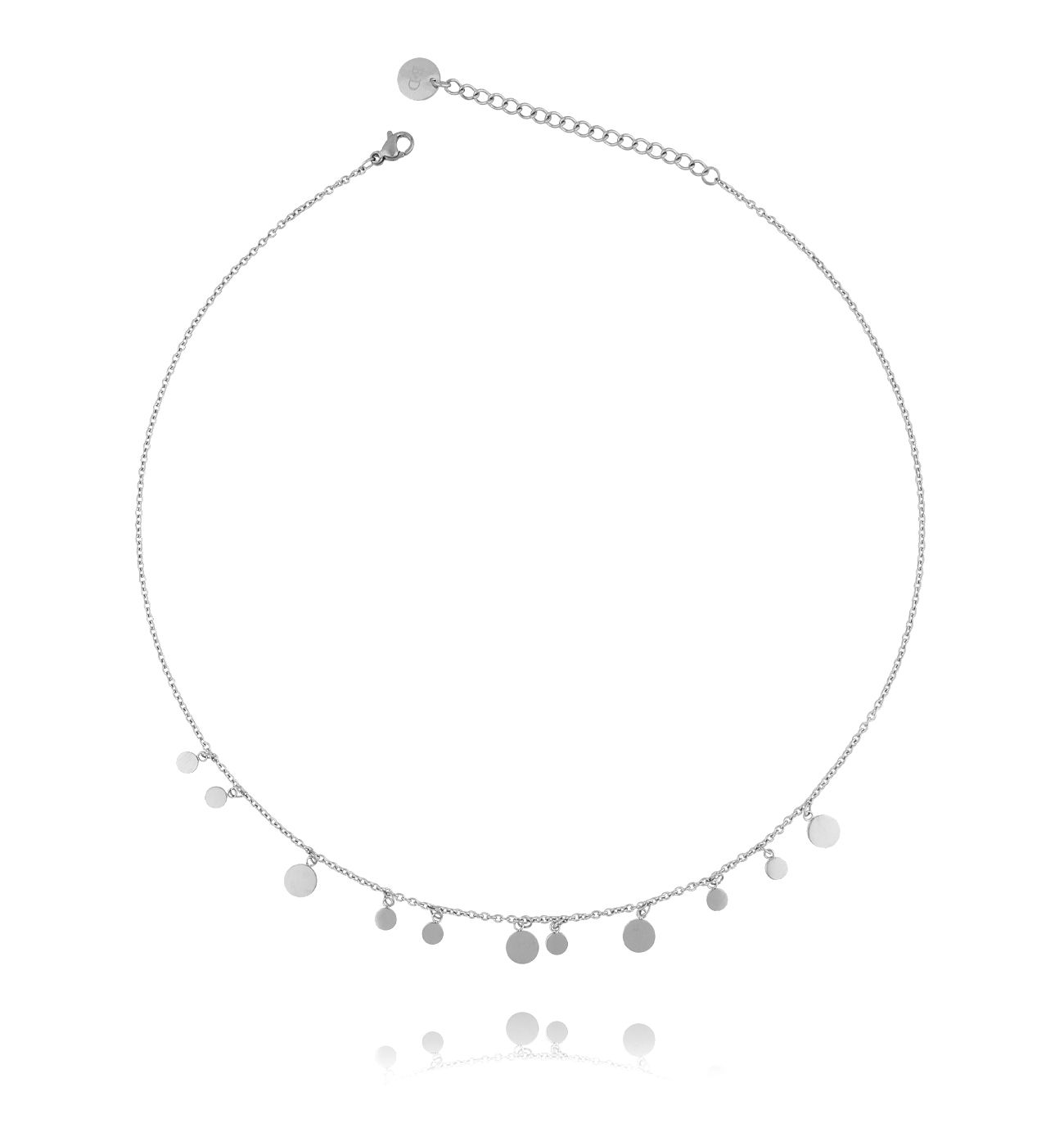 Naszyjnik srebrny z dyskami ze stali szlachetnej - By Dziubeka