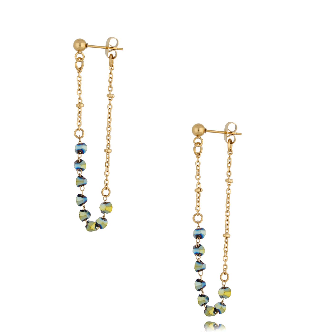 Kolczyki z zielonymi kryształkami Stunning KSC0030 - By Dziubeka