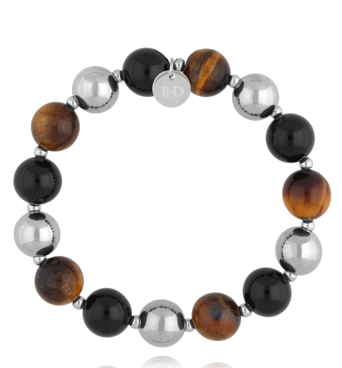 Bransoletka z kulkami i tygrysim okiem srebrna - By Dziubeka