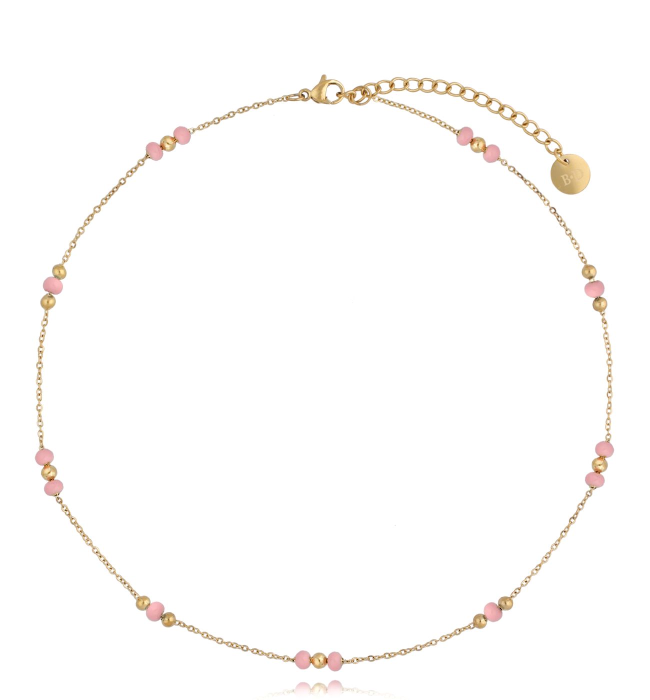 Naszyjnik z różowymi kuleczkami emaliowanymi Enamel Balls - By Dziubeka