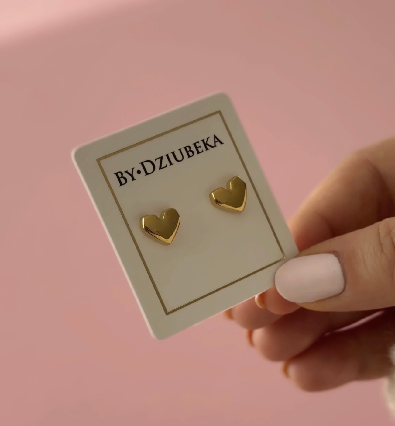 Kolczyki złote serca Loving - By Dziubeka