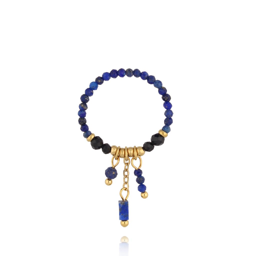 Pierścionek elastyczny z lapisami - By Dziubeka