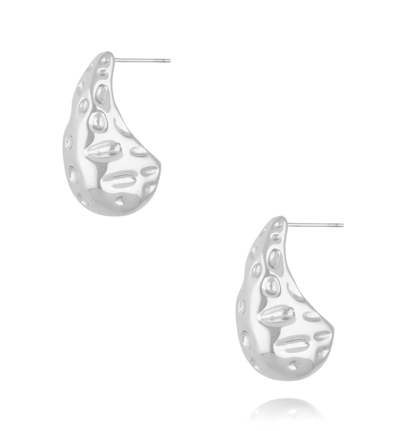 Kolczyki krople srebrne gniecione Modern Metallics - By Dziubeka