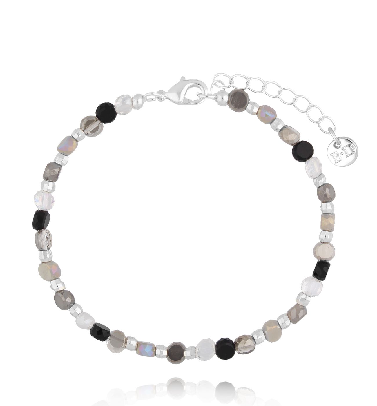 Bransoletka czarno szara z kryształkami - By Dziubeka