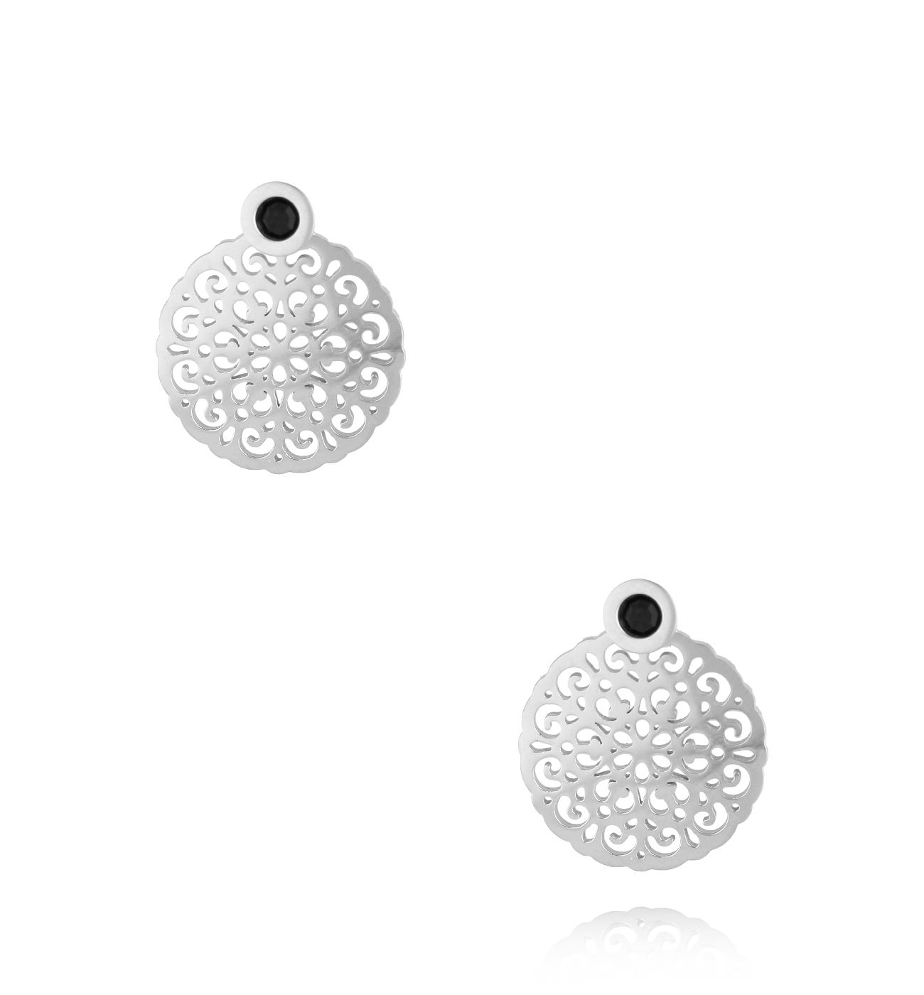 Kolczyki z rozetką srebrne Stine - By Dziubeka