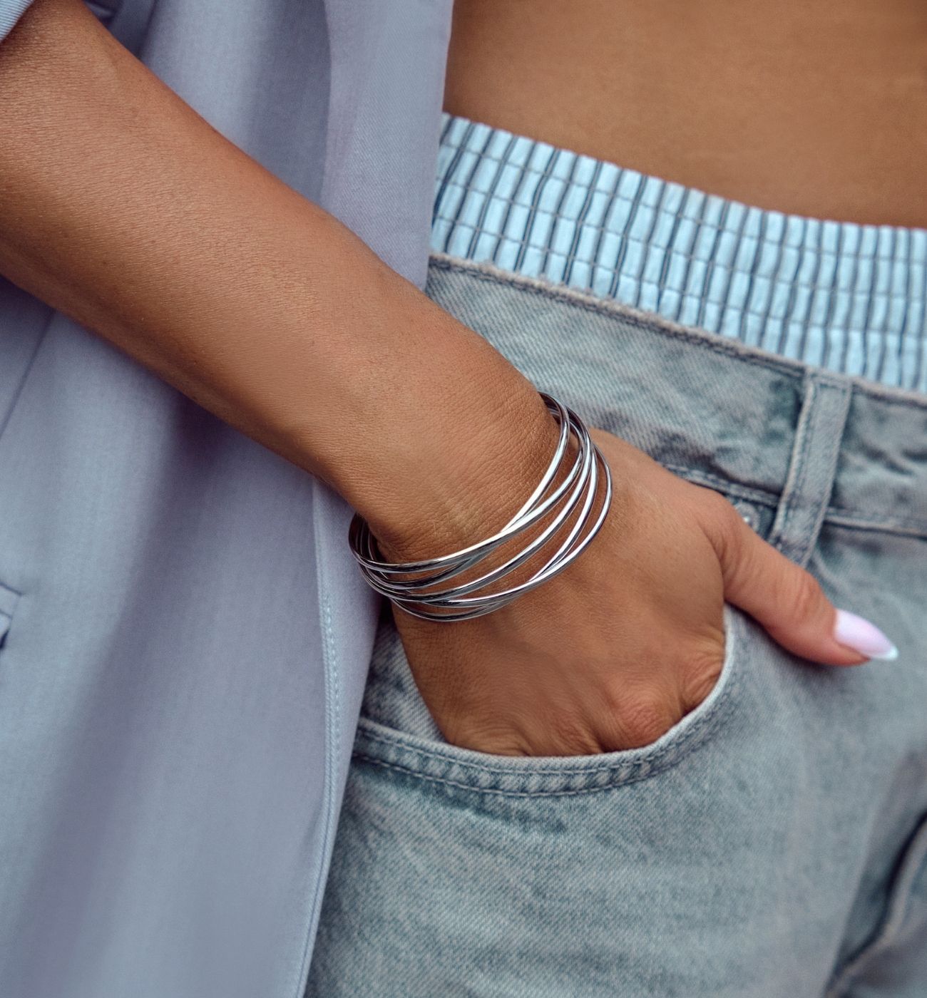 Bransoletka obręcz srebrna potrójna Harmony - By Dziubeka