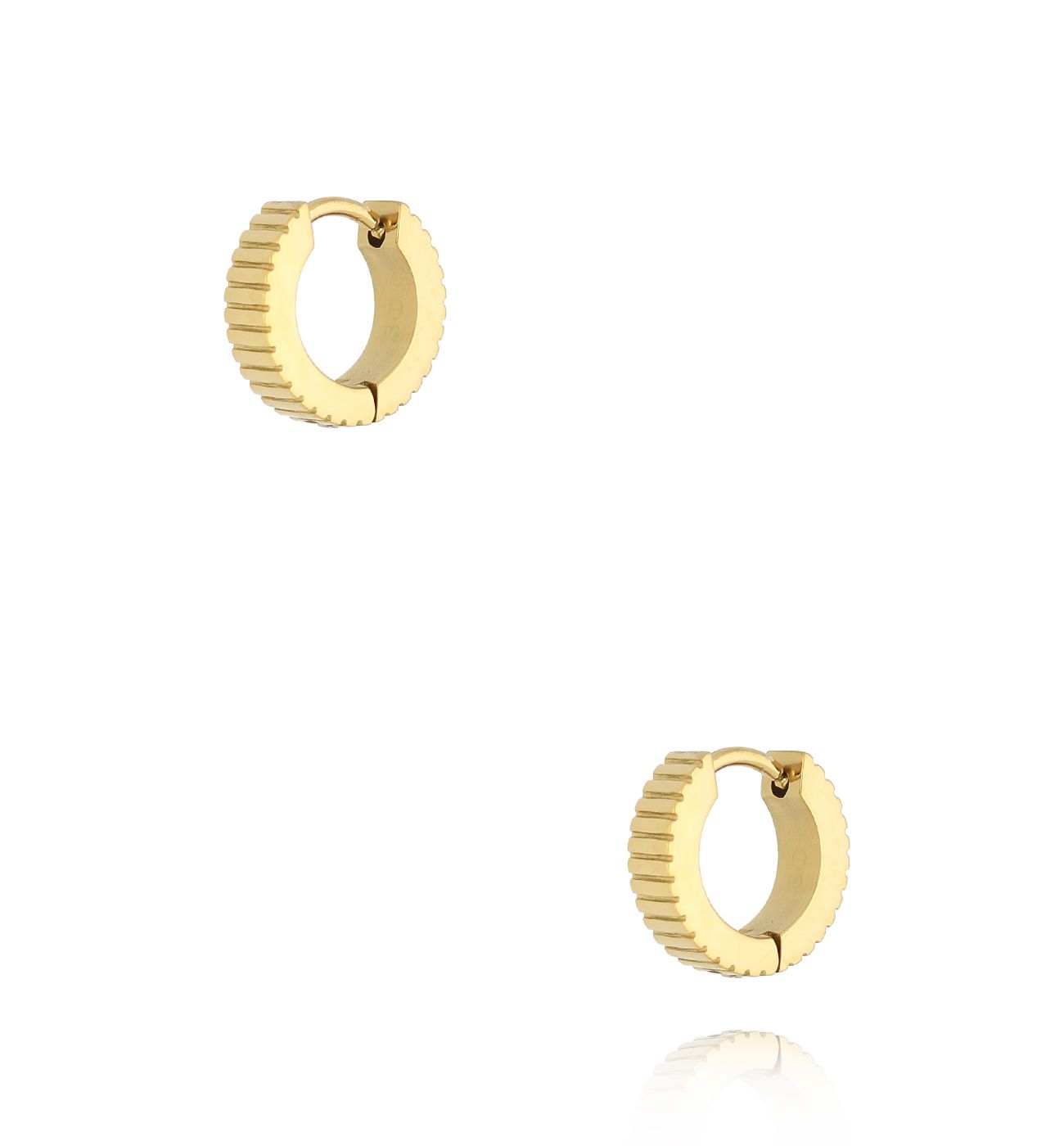 Kolczyki okrągłe złote karbowane - By Dziubeka