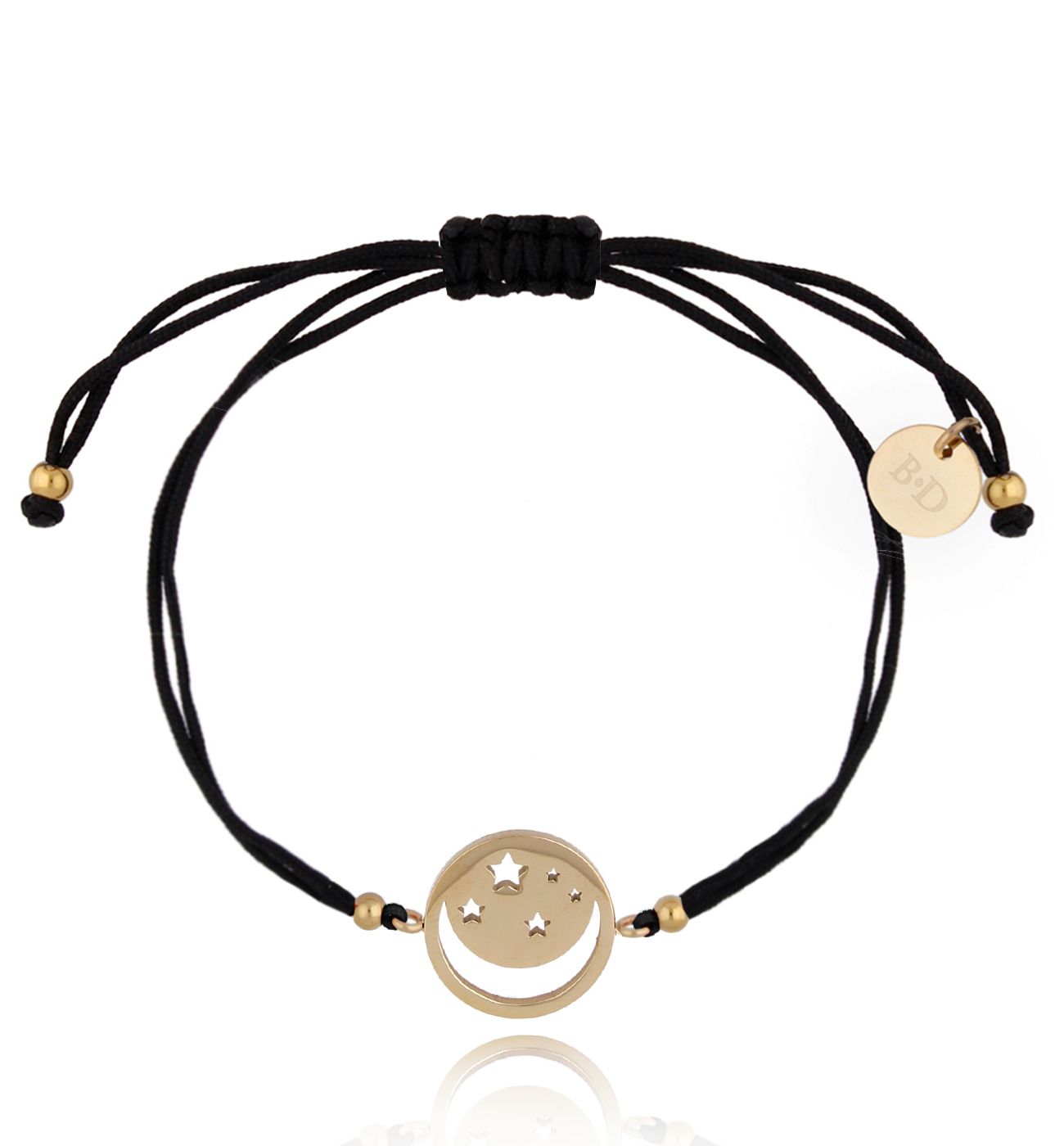 Bransoletka czarno-złota z ażurowym księżycem Message BGL0561 - By Dziubeka