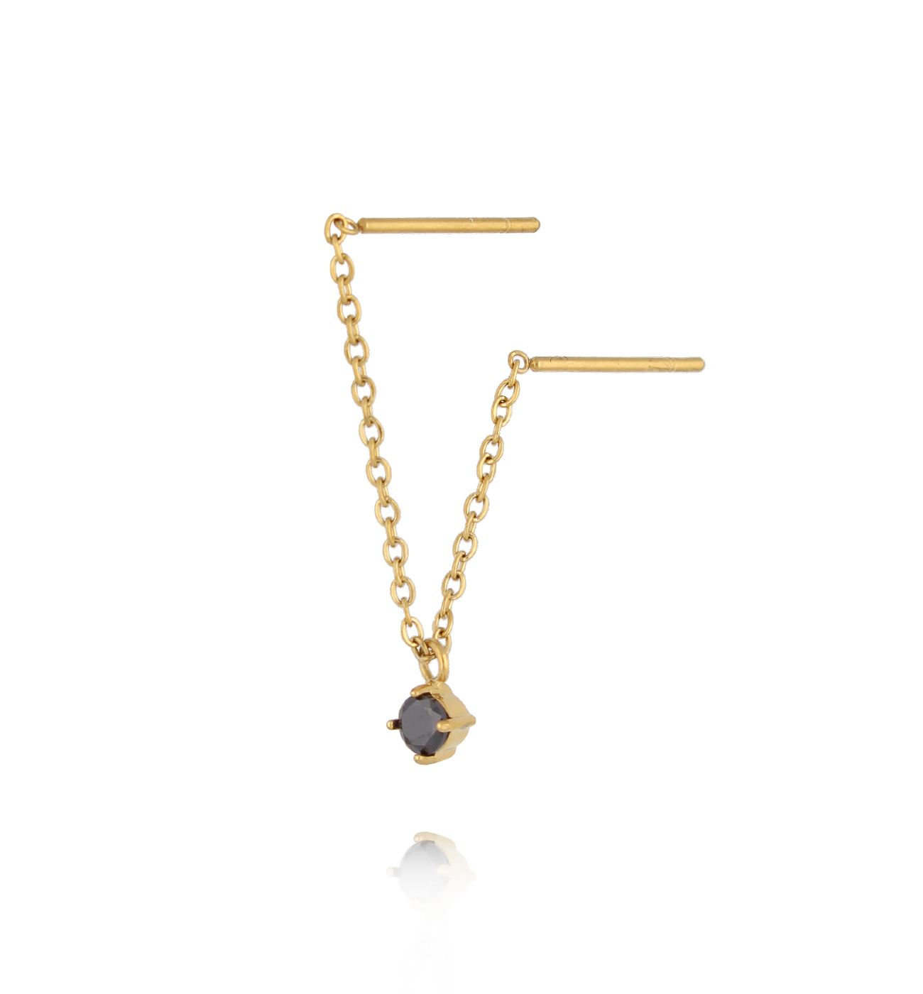 Kolczyki przeciągane z cyrkonią do dwóch dziurek - By Dziubeka