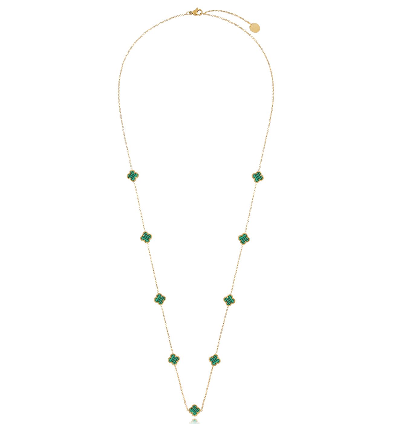 Naszyjnik z zielonymi koniczynkami długi NSY0303 - By Dziubeka