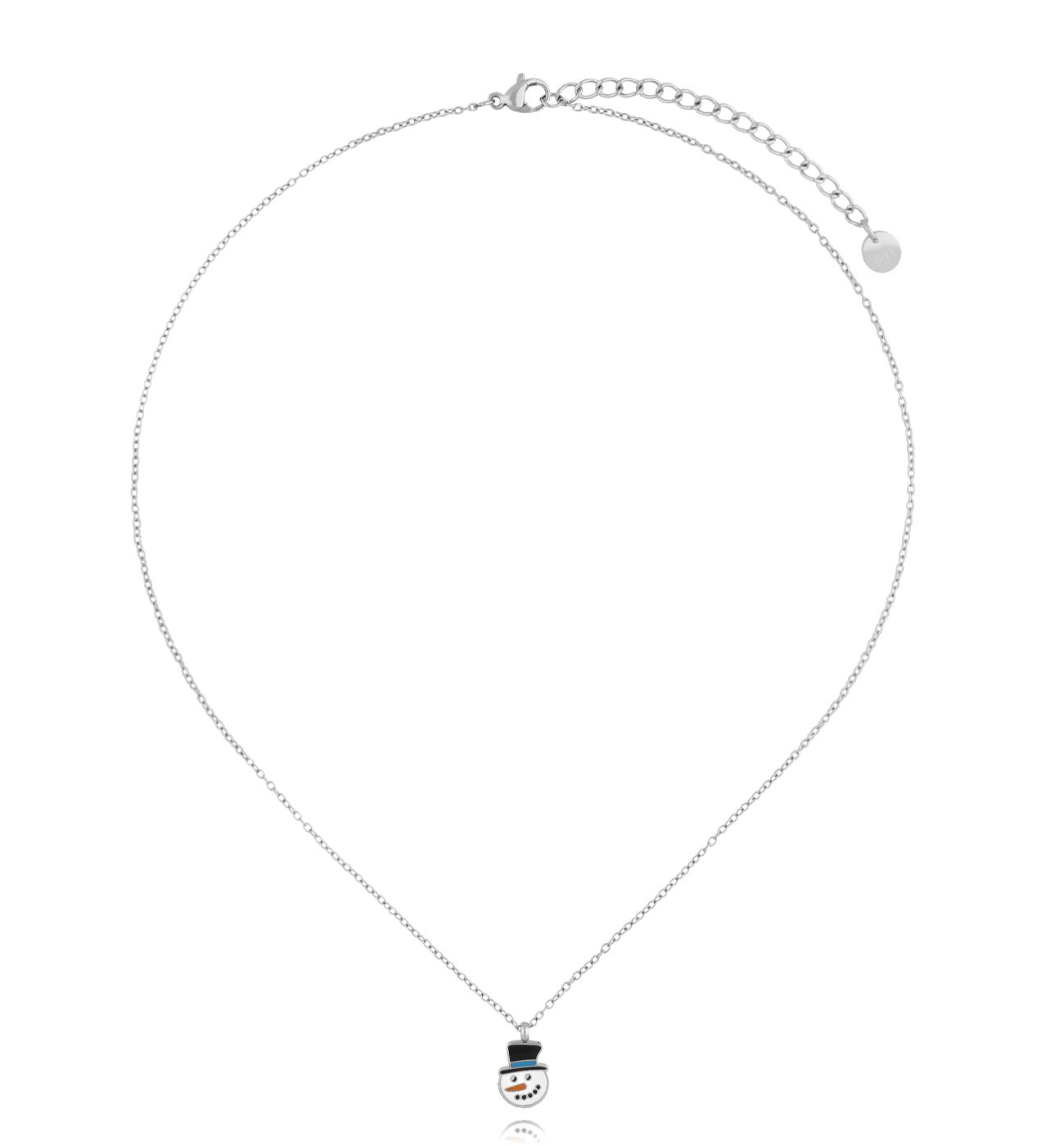 Naszyjnik Świąteczny z bałwanem srebrny - By Dziubeka