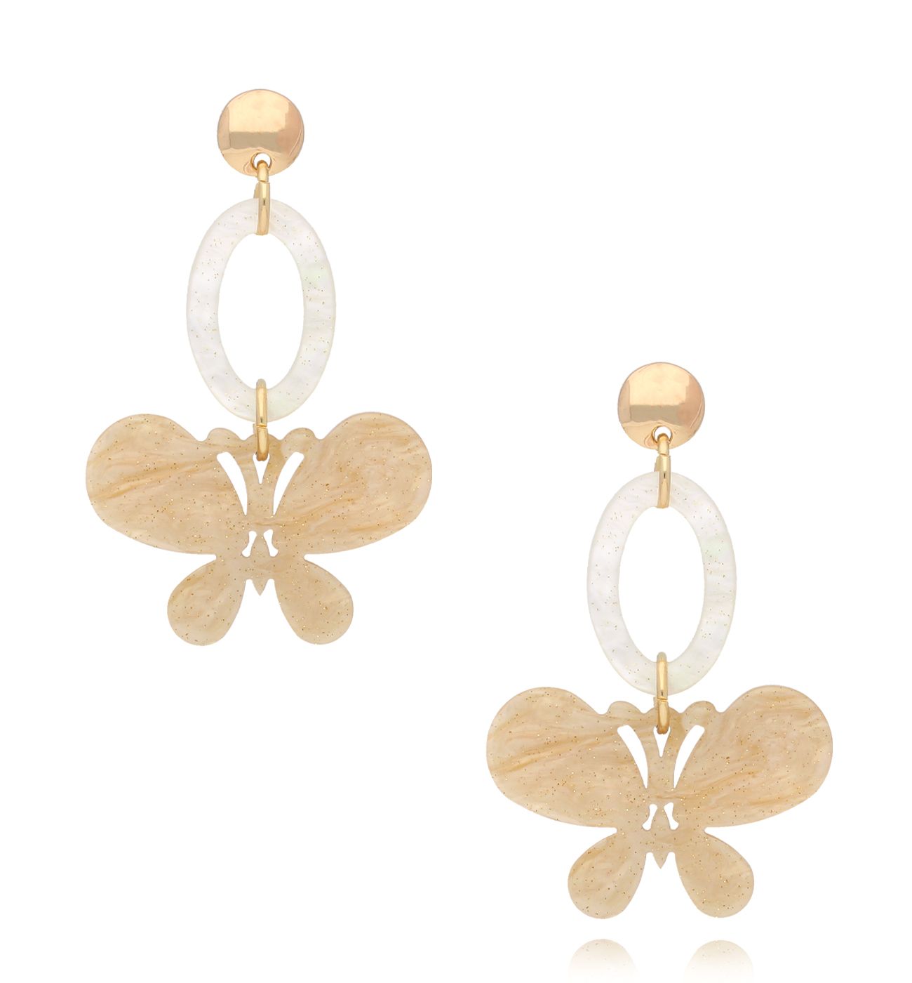 Kolczyki z beżowymi motylami Morpho KZA0026 - By Dziubeka