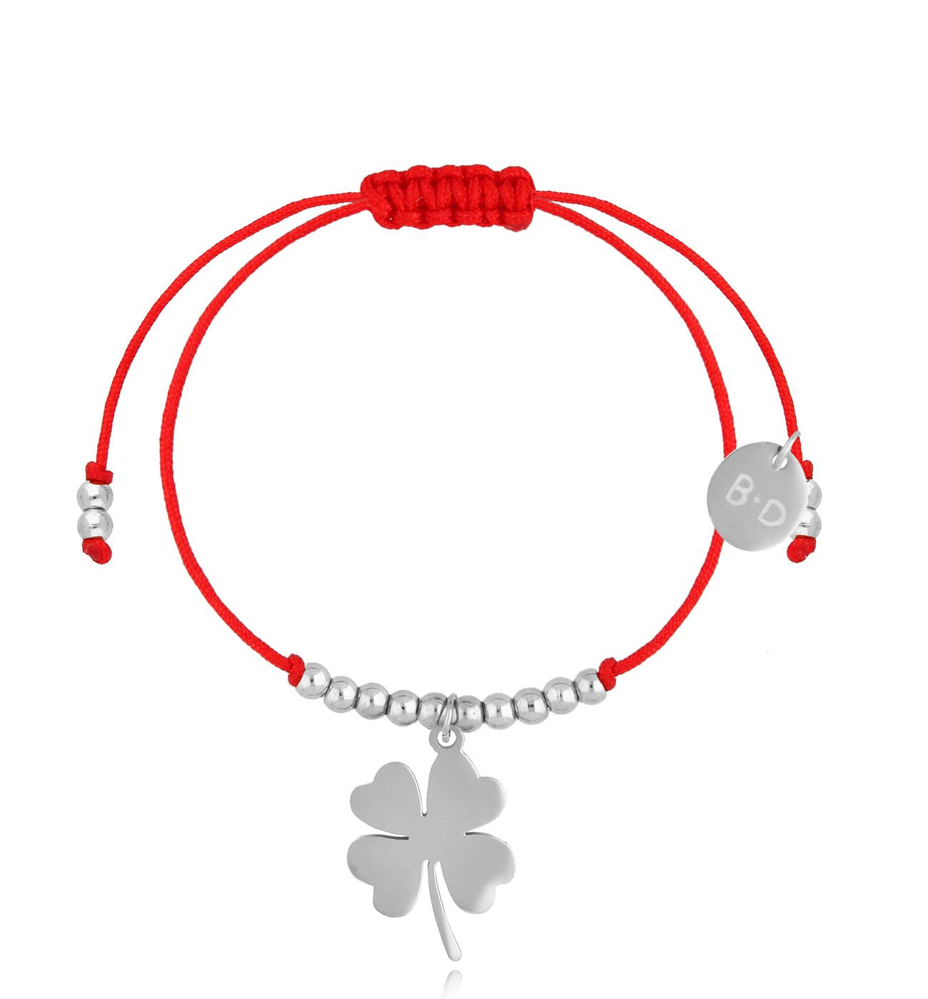 Bransoletka czerwona ze srebrną koniczynką Bonheur BGL0911