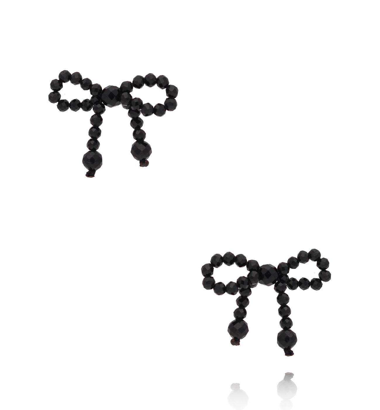 Kolczyki z czarnymi turmalinami i kokardkami KSY0171 - By Dziubeka