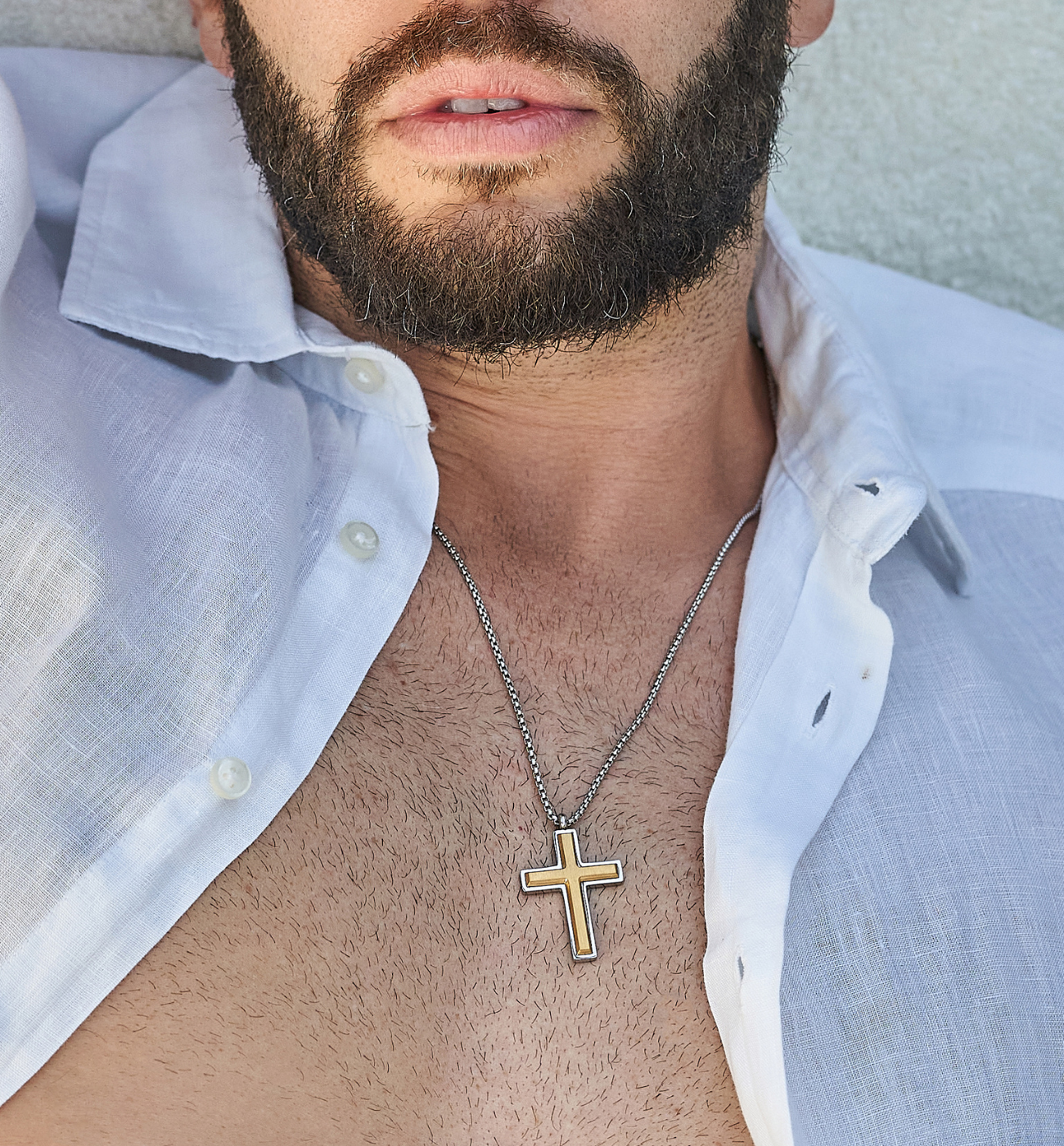 Naszyjnik męski ze złotym krzyżykiem Galti NMITC0120