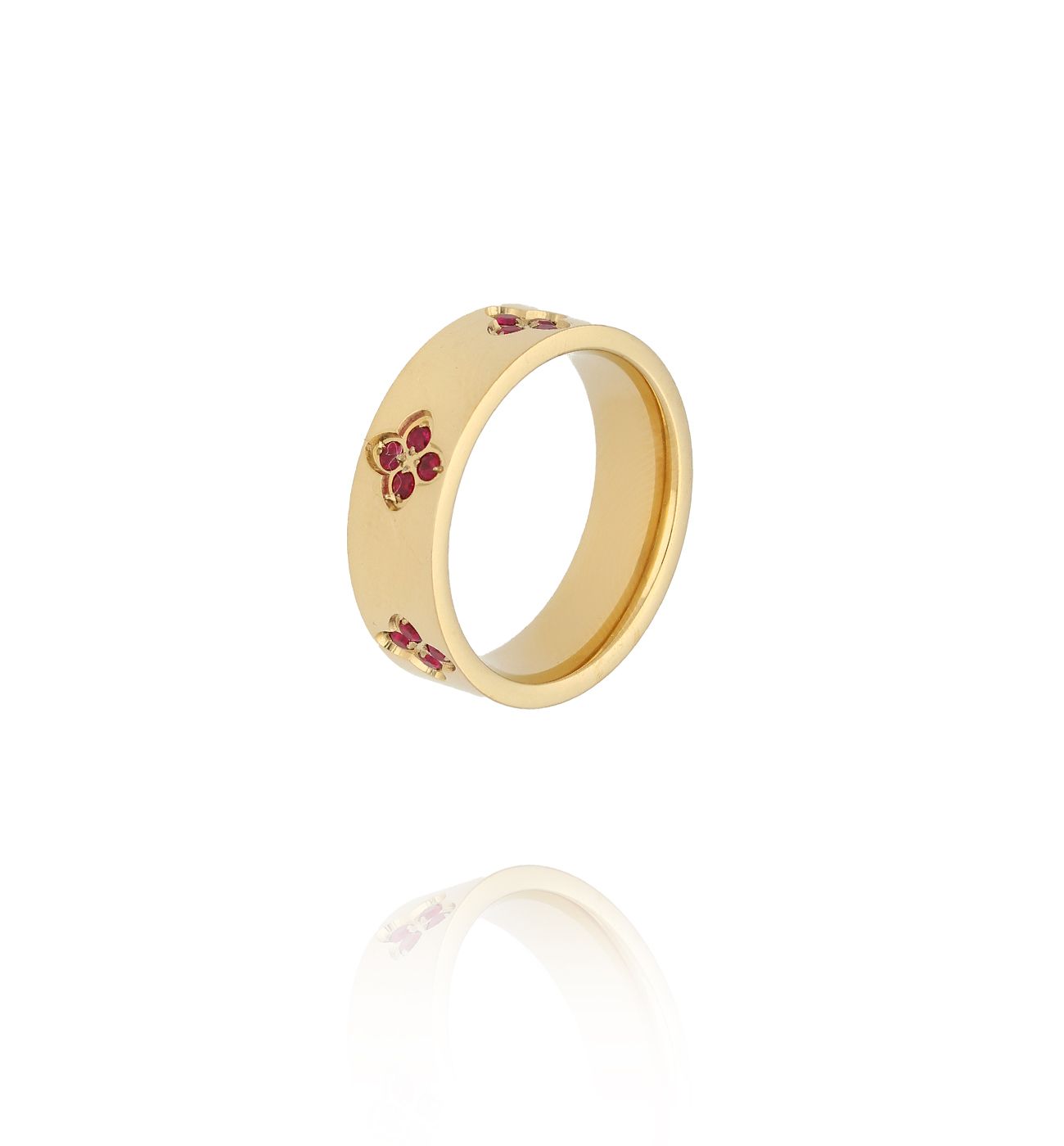 Obrączka złota z koniczynkami z cyrkoniami PSY0136