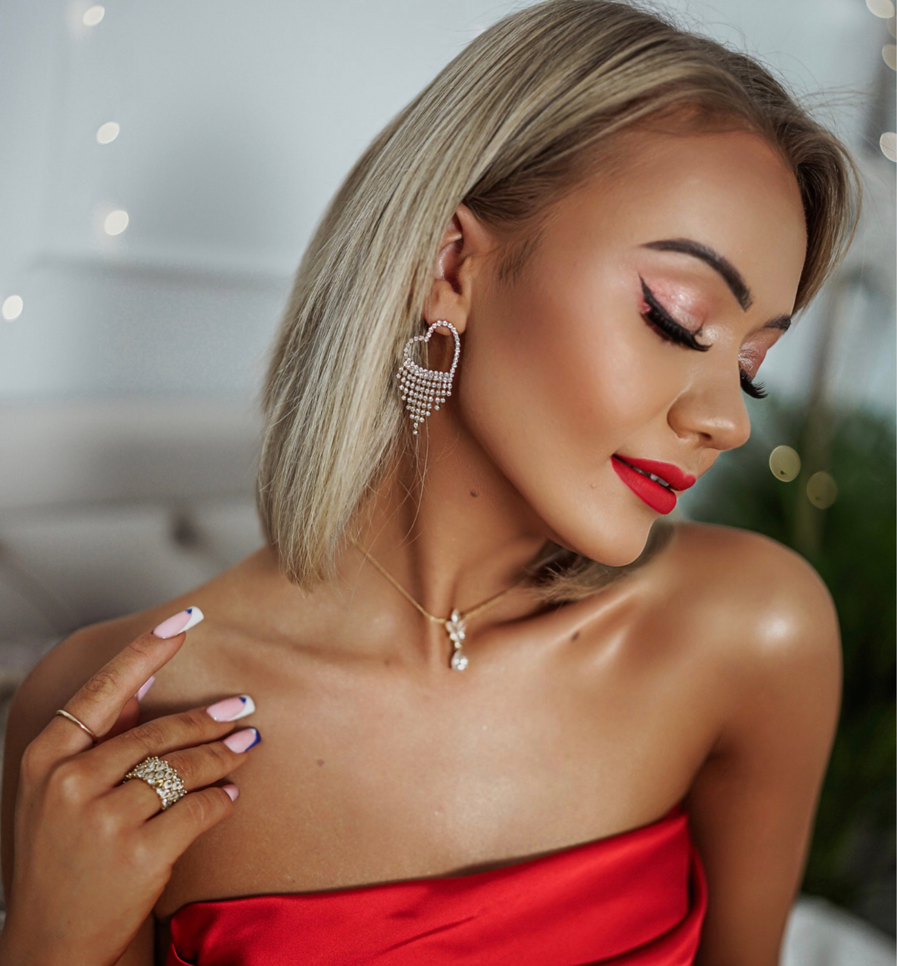 Kolczyki serca z kryształkami Tesouro KSS1464