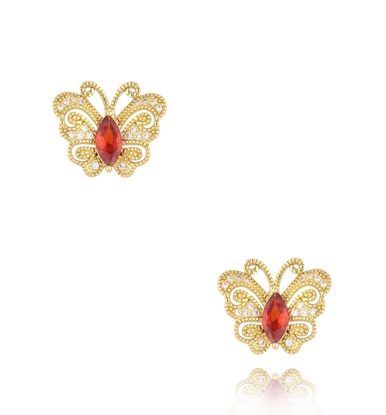 Kolczyki złote motyle Perhonen - By Dziubeka