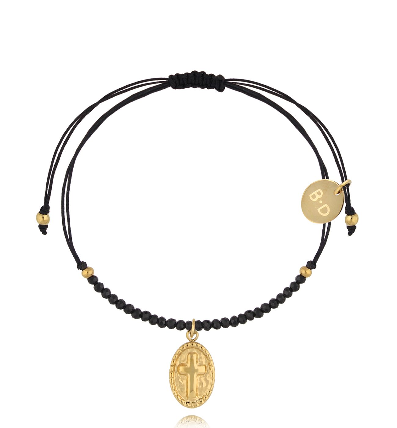 Bransoletka z turmalinami i złotym medalikiem Feliz BMT0230