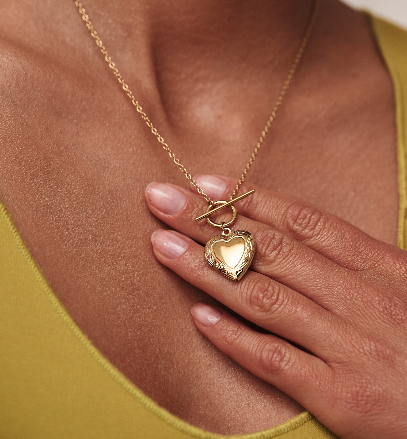 Naszyjnik sekretnik z sercem złoty - By Dziubeka