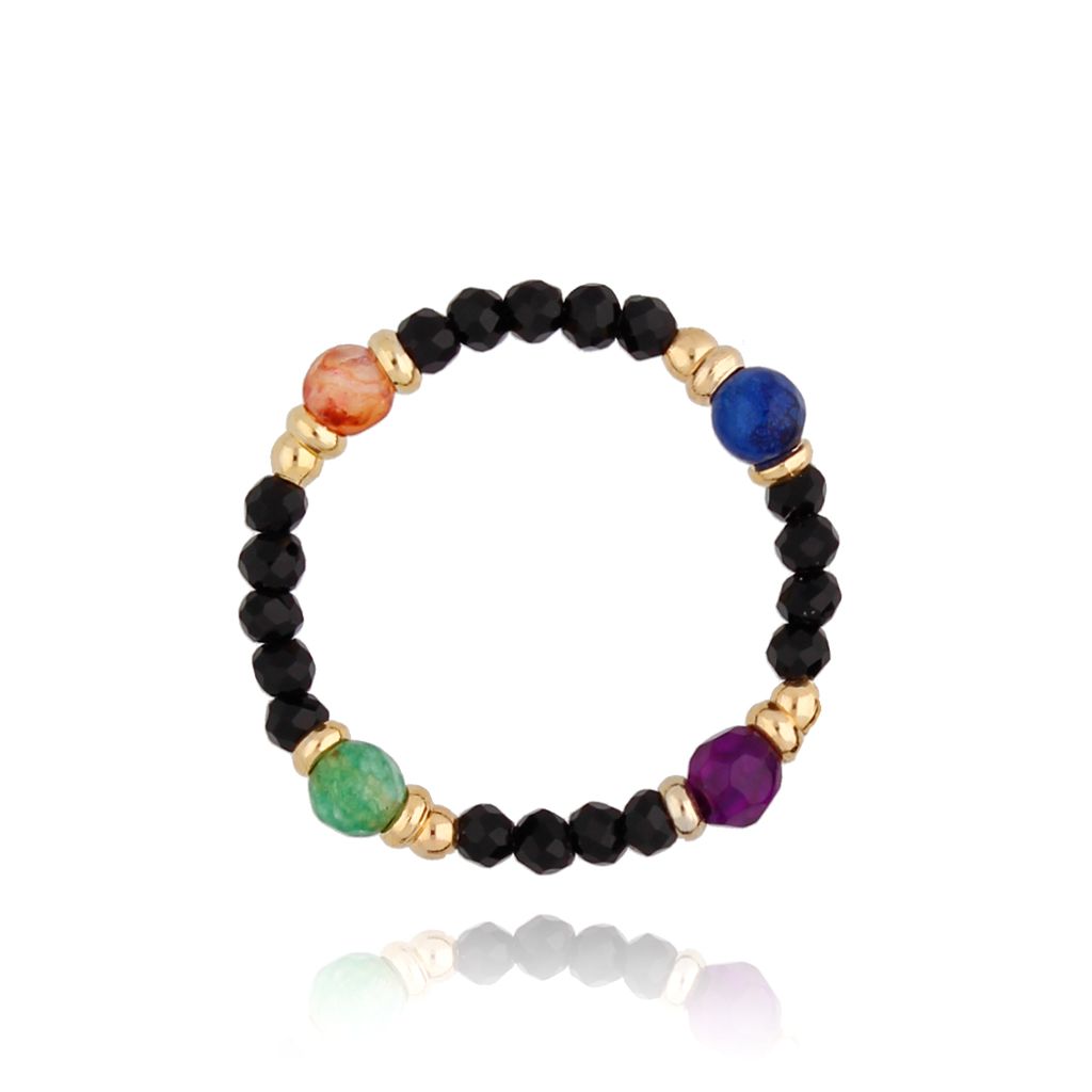 Pierścionek czarno kolorowy Carvoeiro - By Dziubeka