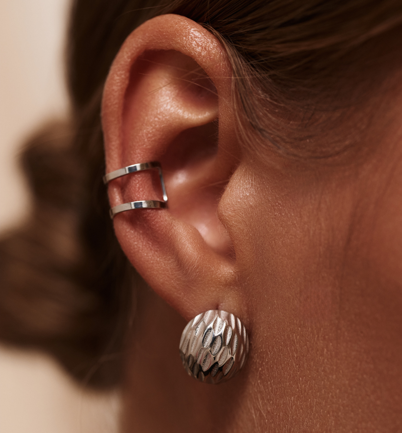 Nausznice srebrna podwójne KSY0456