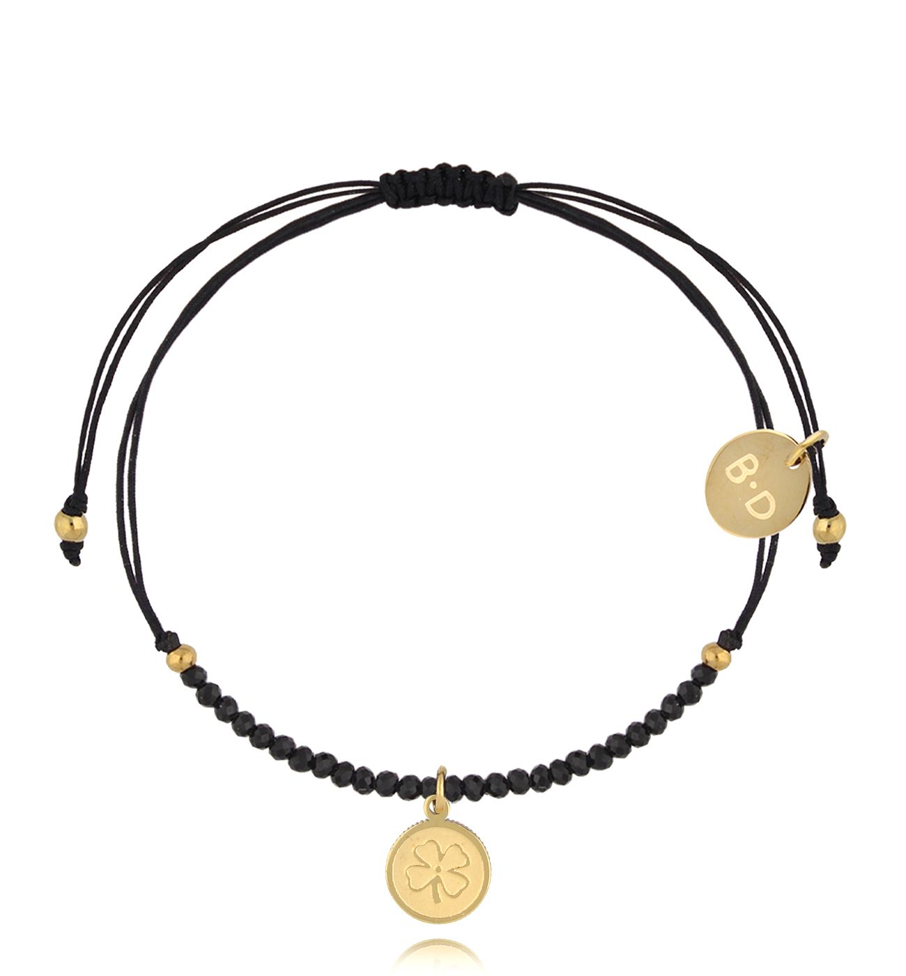 Bransoletka z turmalinami i złotą koniczynką Successo BMT0128 - By Dziubeka