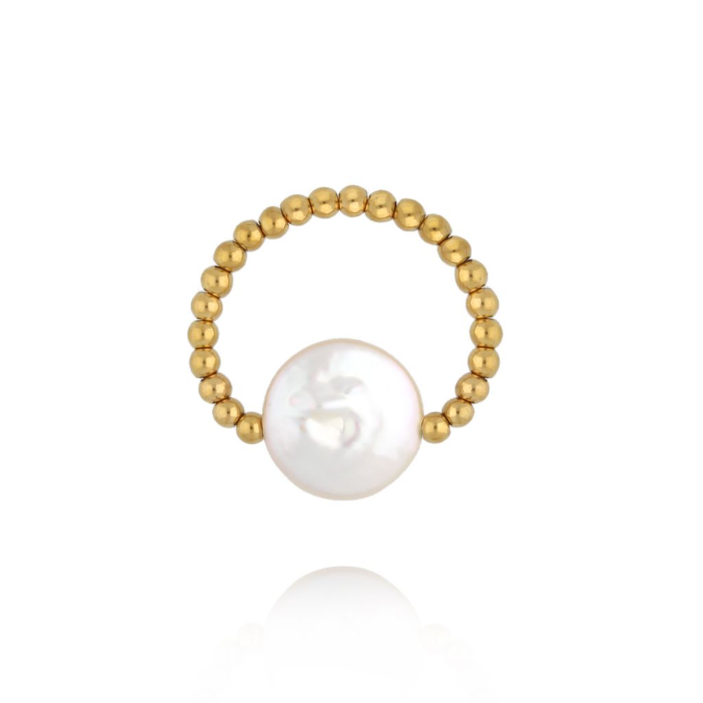 Pierścionek z perłą złoty - By Dziubeka