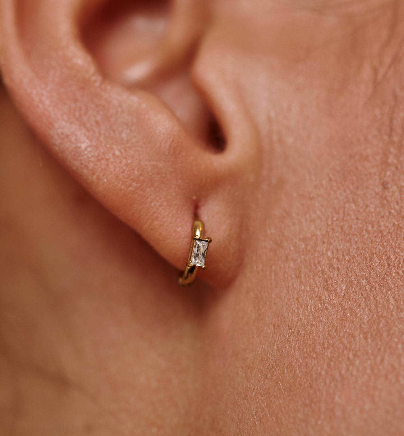 Kolczyki złocone z prostokątnymi cyrkoniami - By Dziubeka