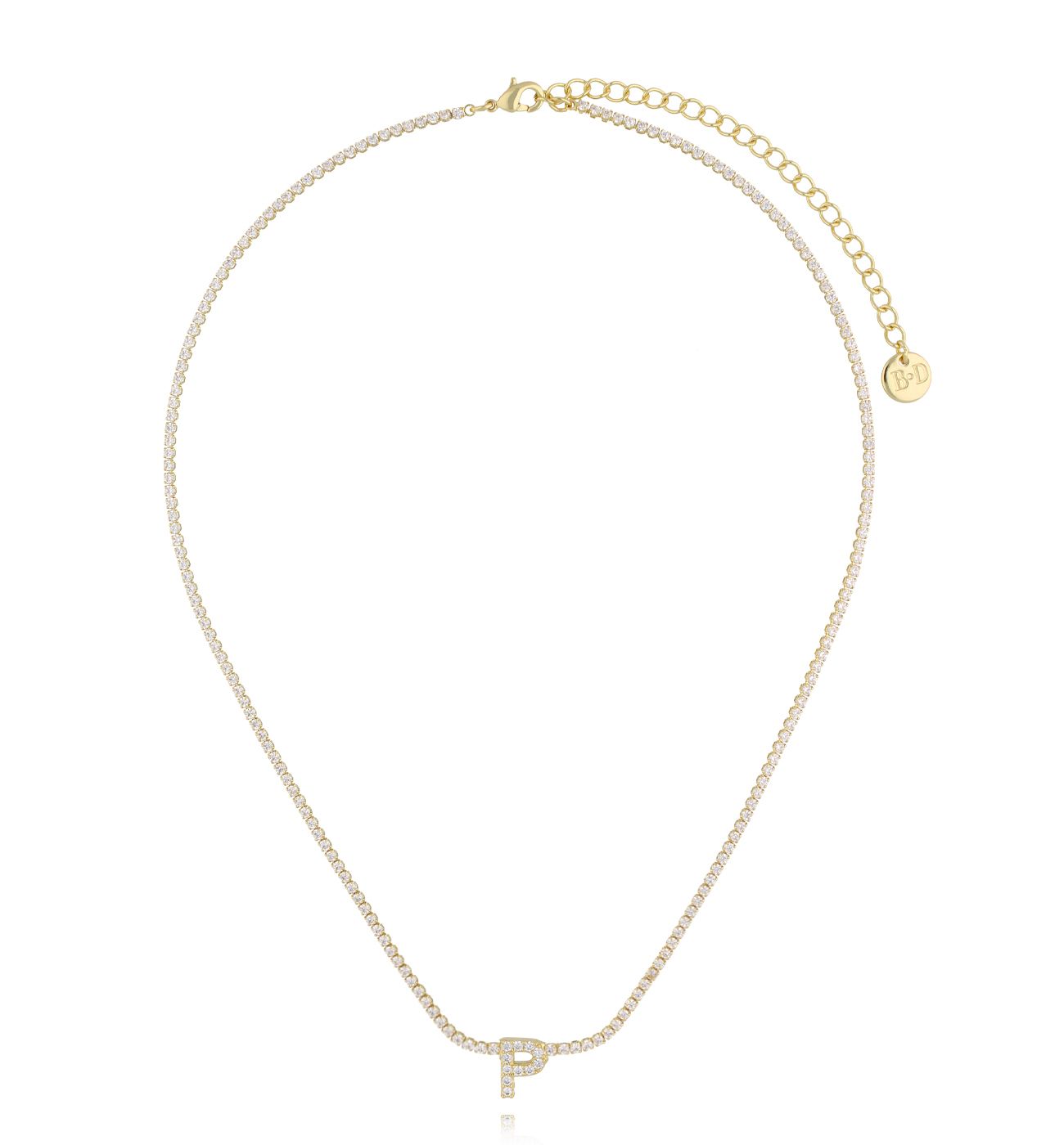 Naszyjnik typu tennis z literką P złoty - By Dziubeka