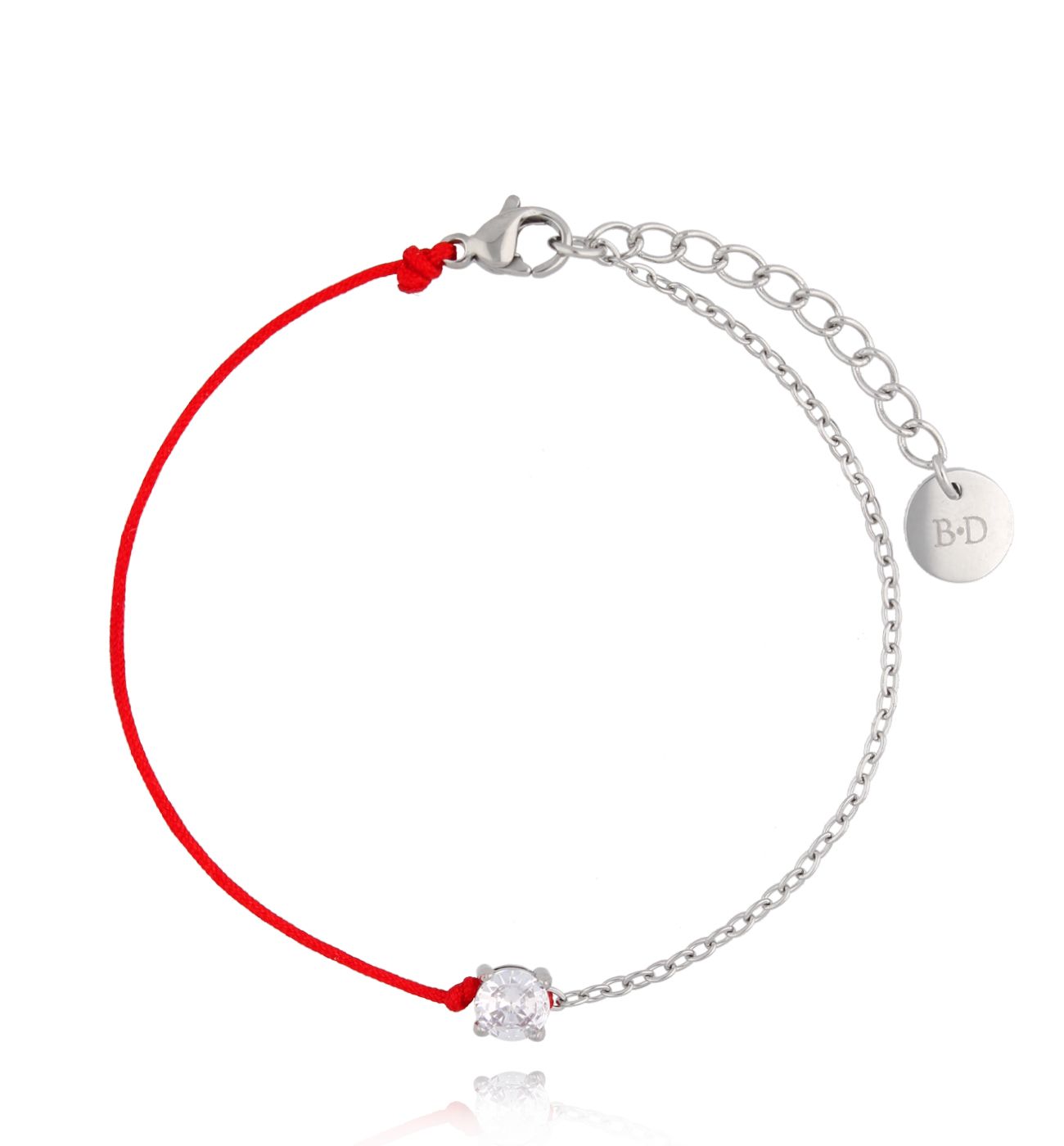 Bransoletka srebrna z czerwonym sznurkiem Abella - By Dziubeka