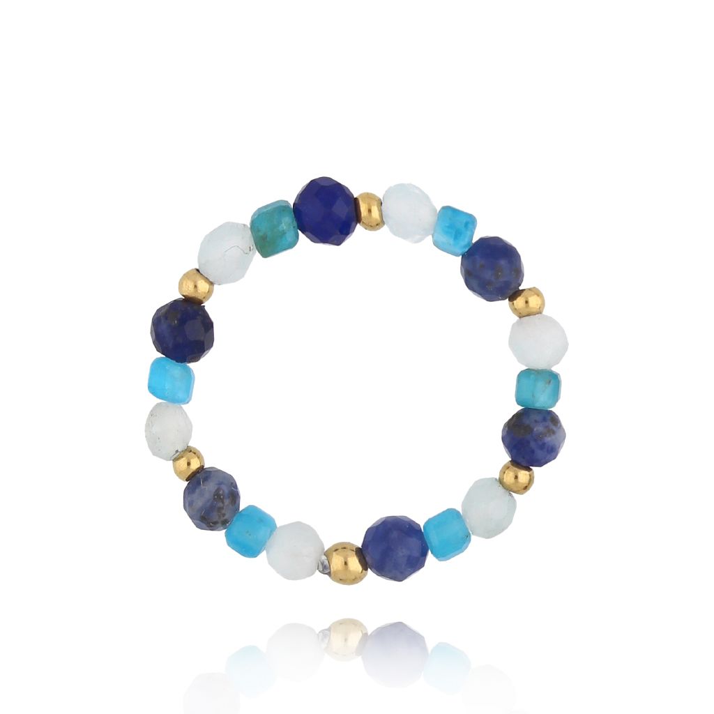 Pierścionek niebieski z kamieniami naturalnymi Latifa PSC0531 - By Dziubeka