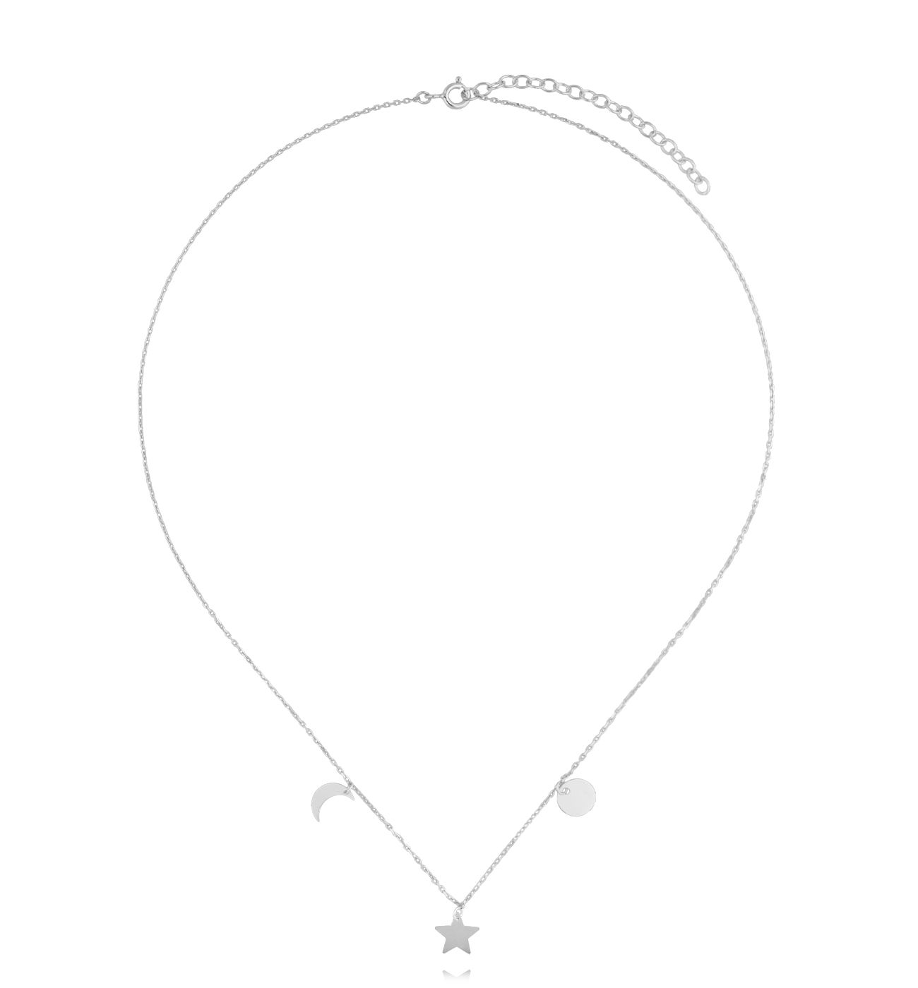 Naszyjnik z gwiazdką i księżycem srebrny - By Dziubeka