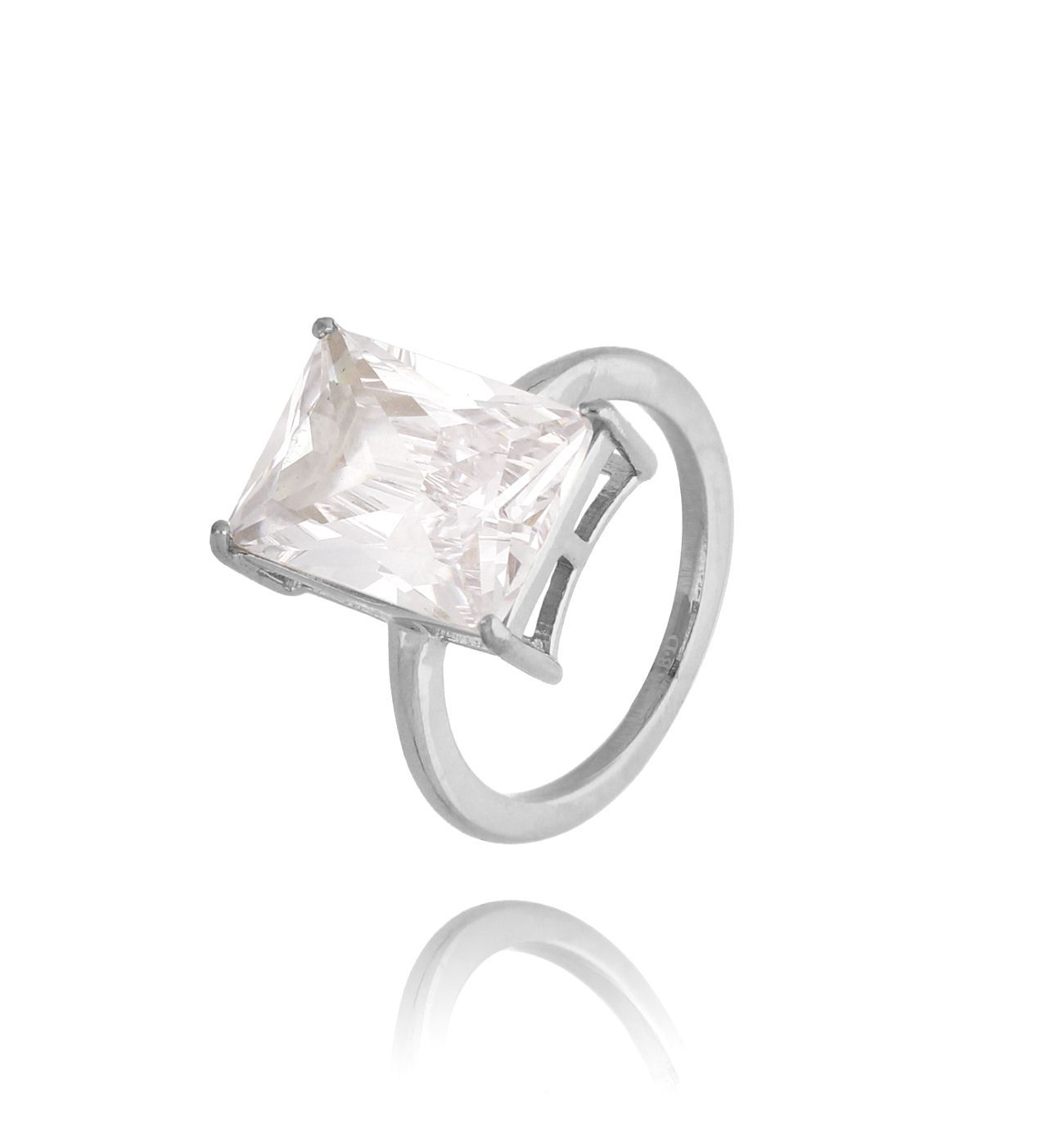 Pierścionek srebrny z dużym kryształem Merlin - By Dziubeka