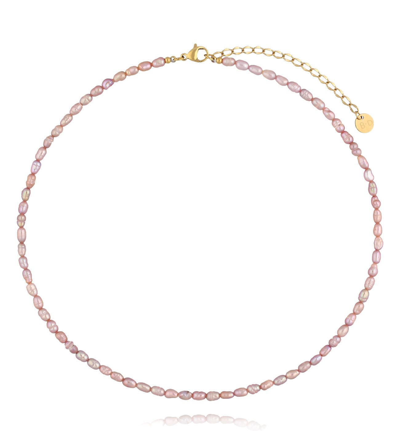 Naszyjnik z jasnoróżowych pereł o drobnej formie NPE0319