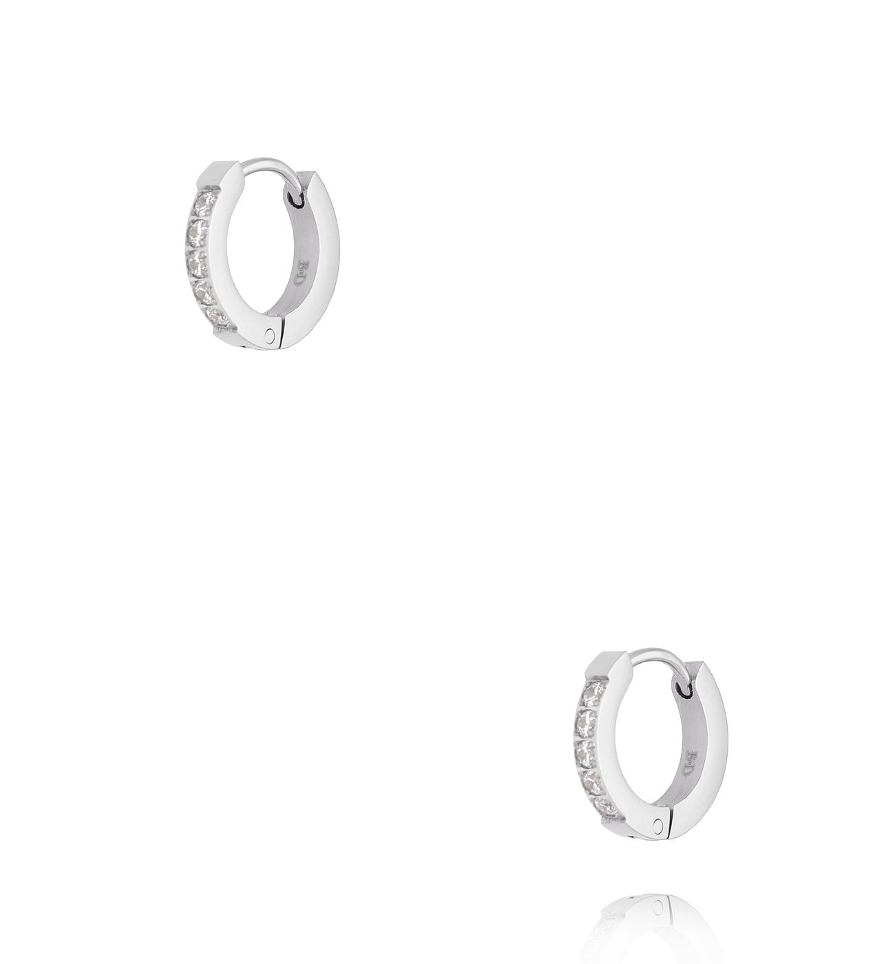 Kolczyk kółka srebrne z cyrkoniami - By Dziubeka