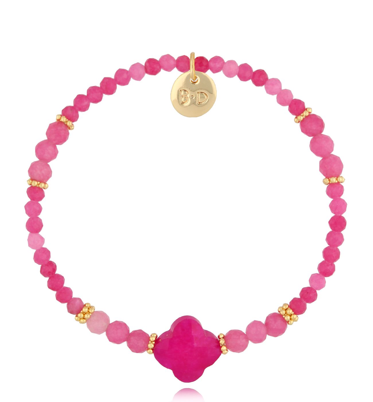 Bransoletka fuksjowa z koniczynką Karafuu - By Dziubeka