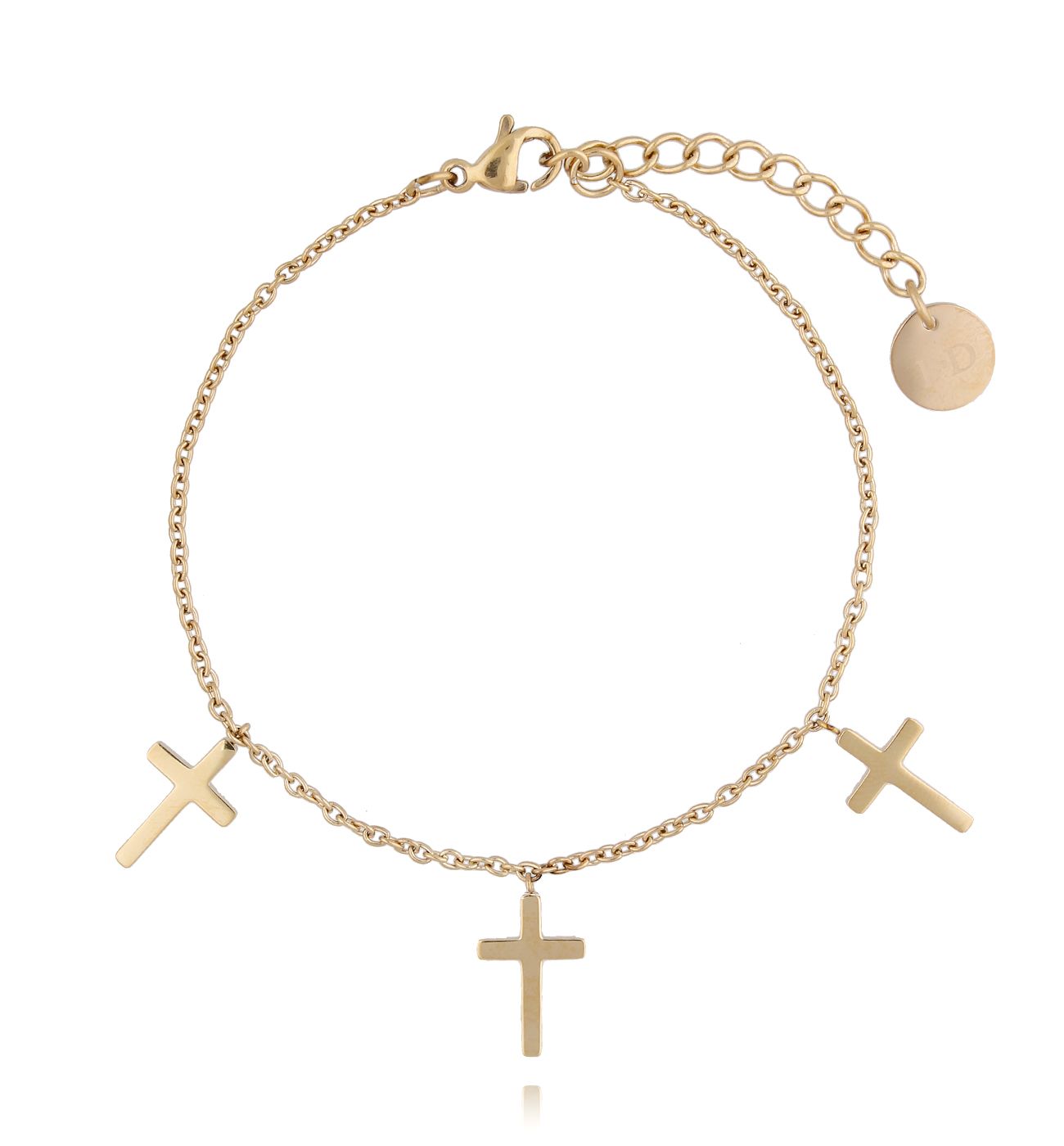Bransoletka złota z krzyżykami ze stali szlachetnej - By Dziubeka