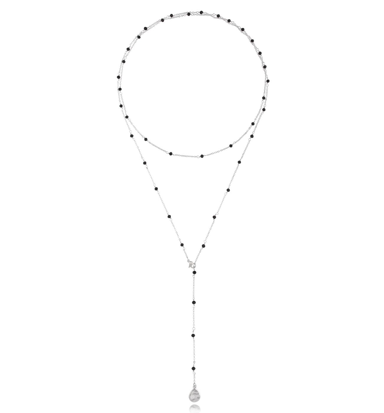 Naszyjnik srebrny z czarnymi kryształkami Cristalli - By Dziubeka
