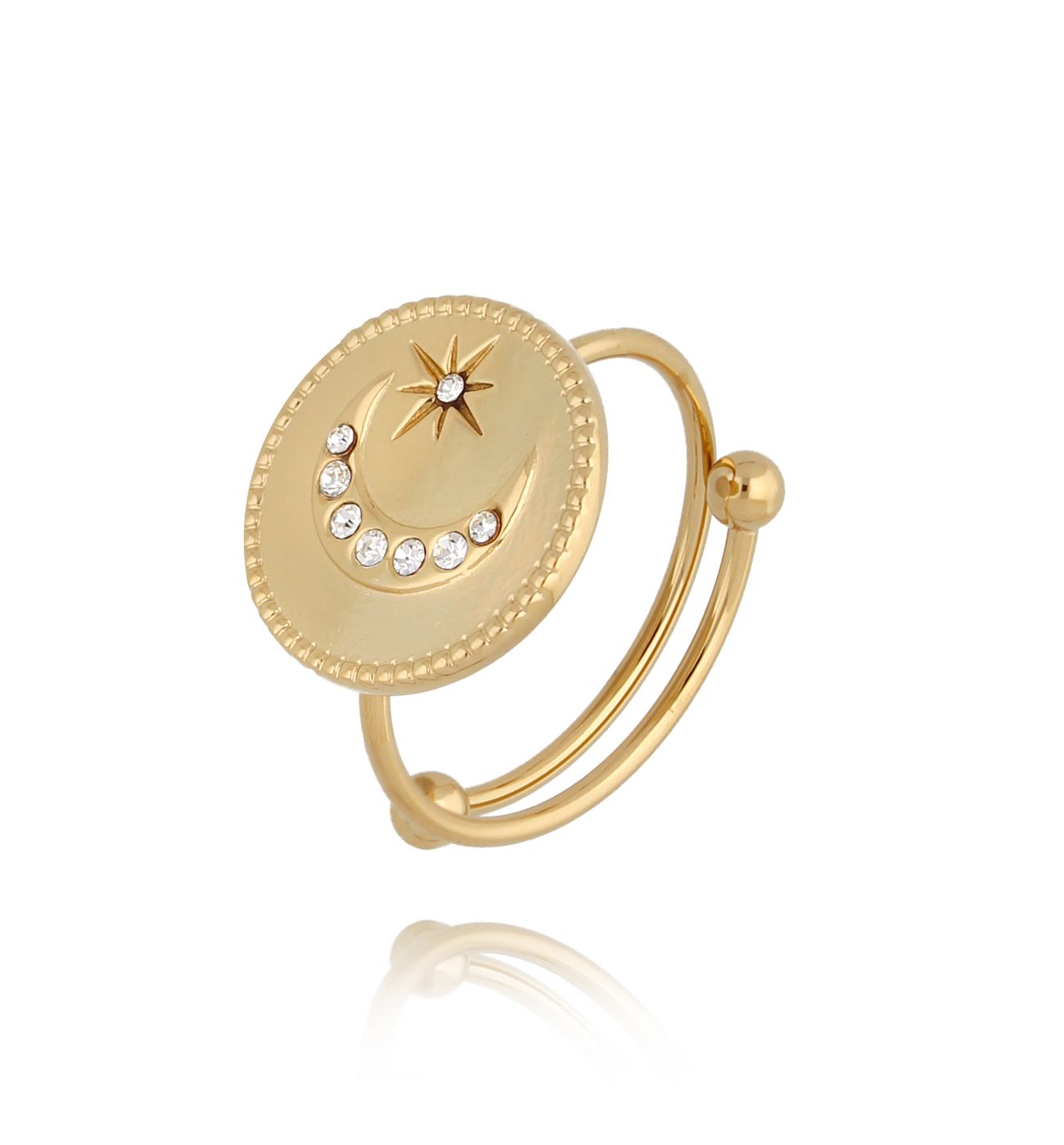 Pierścionek złoty z księżycem Secreto - By Dziubeka