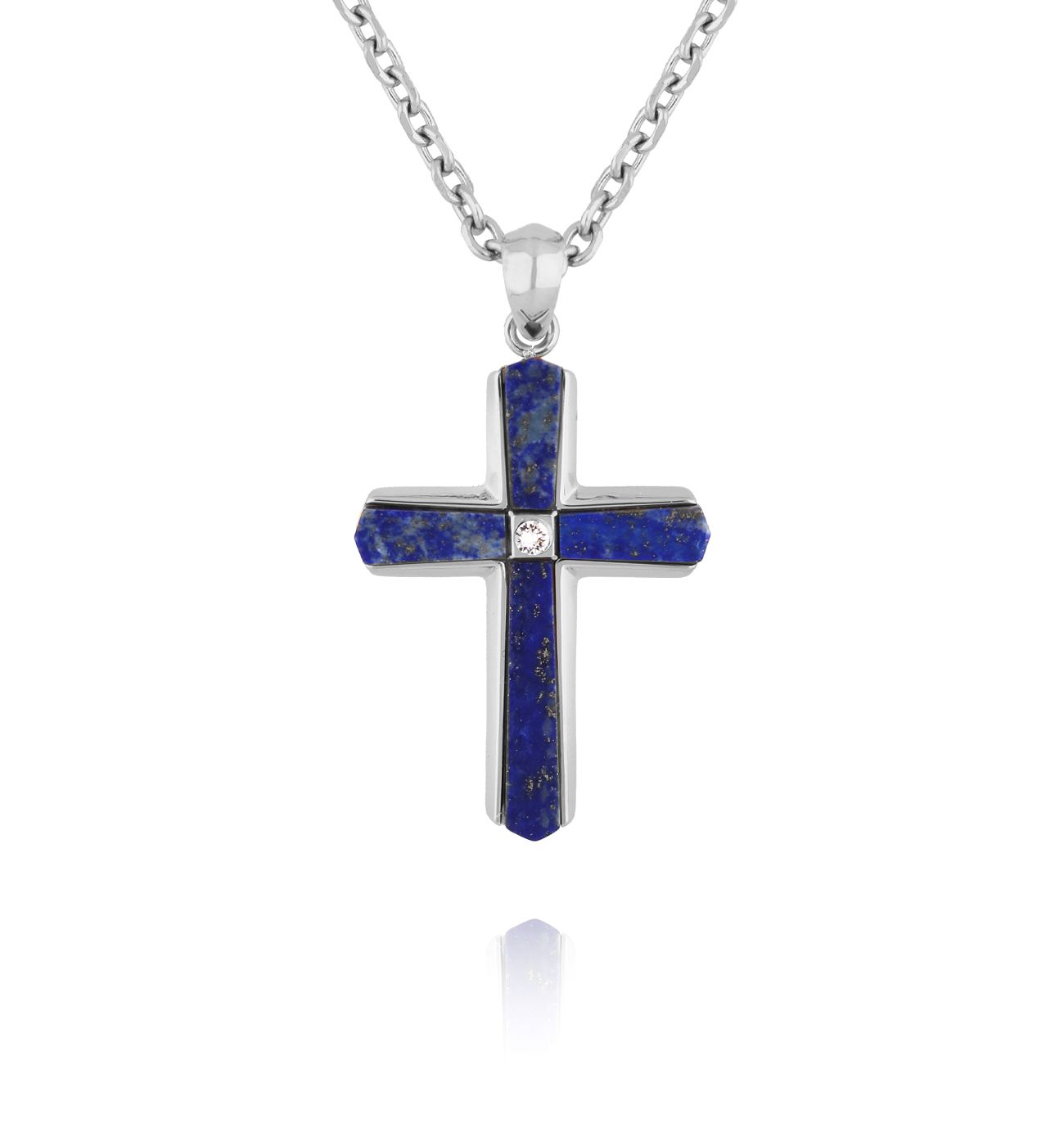 Naszyjnik z krzyżem i lapisem lazuli - By Dziubeka