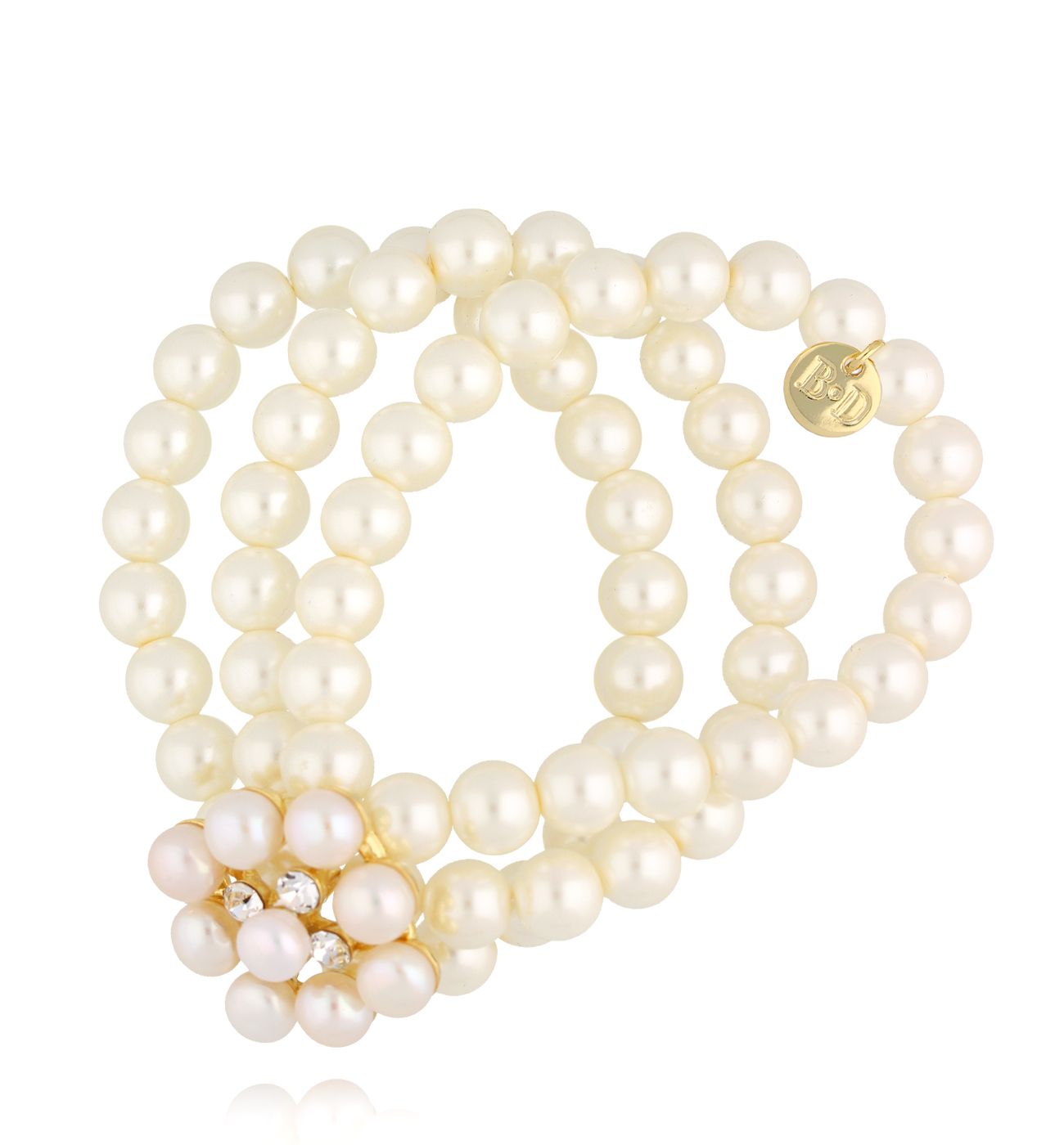 Bransoletka z białymi perłami potrójna BPE0150 - By Dziubeka