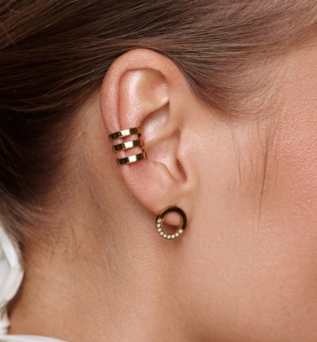 Zestaw złotych kolczyków i nausznicy ZN0020 - By Dziubeka