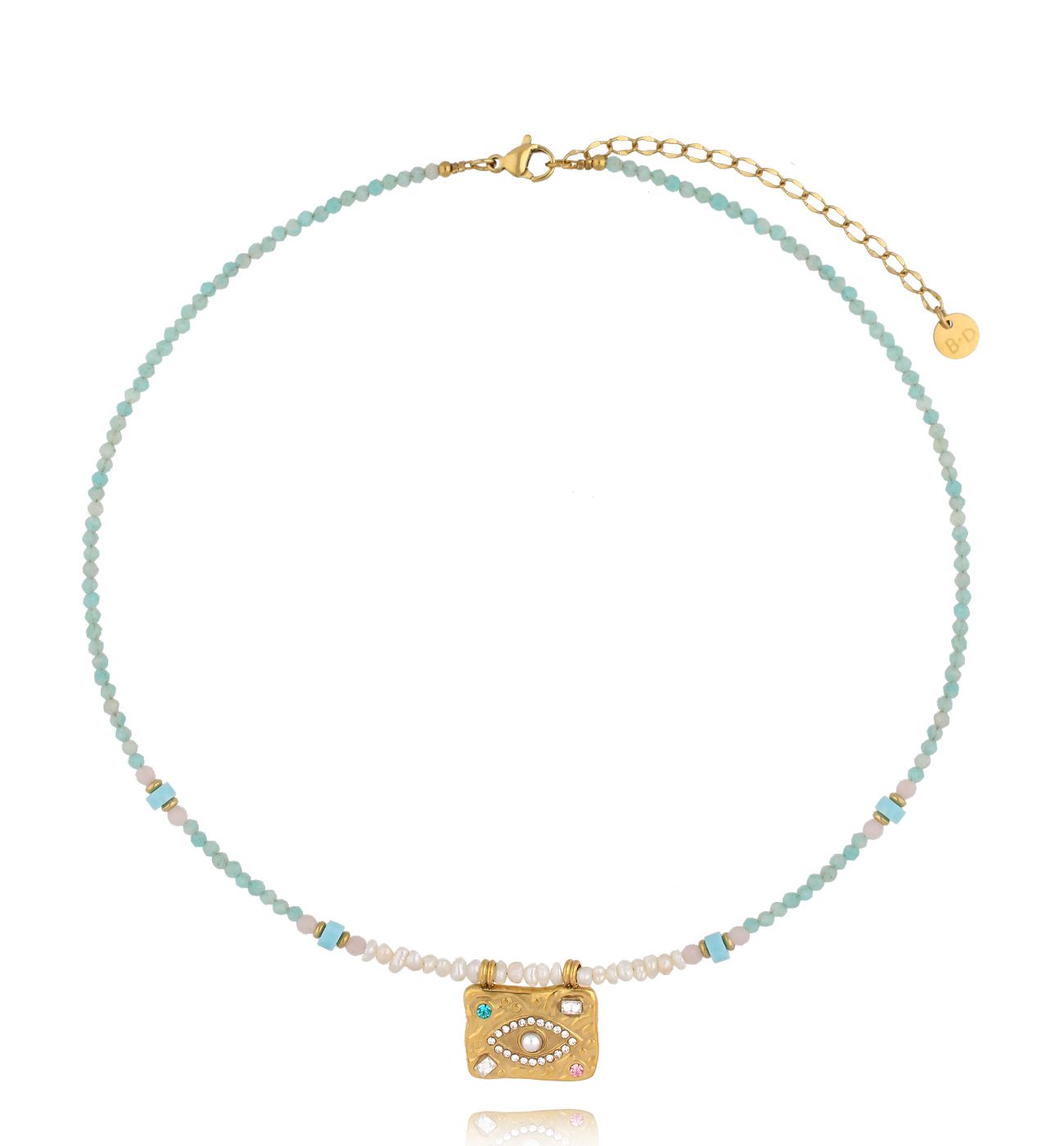 Naszyjnik miętowy z talizmanem - By Dziubeka