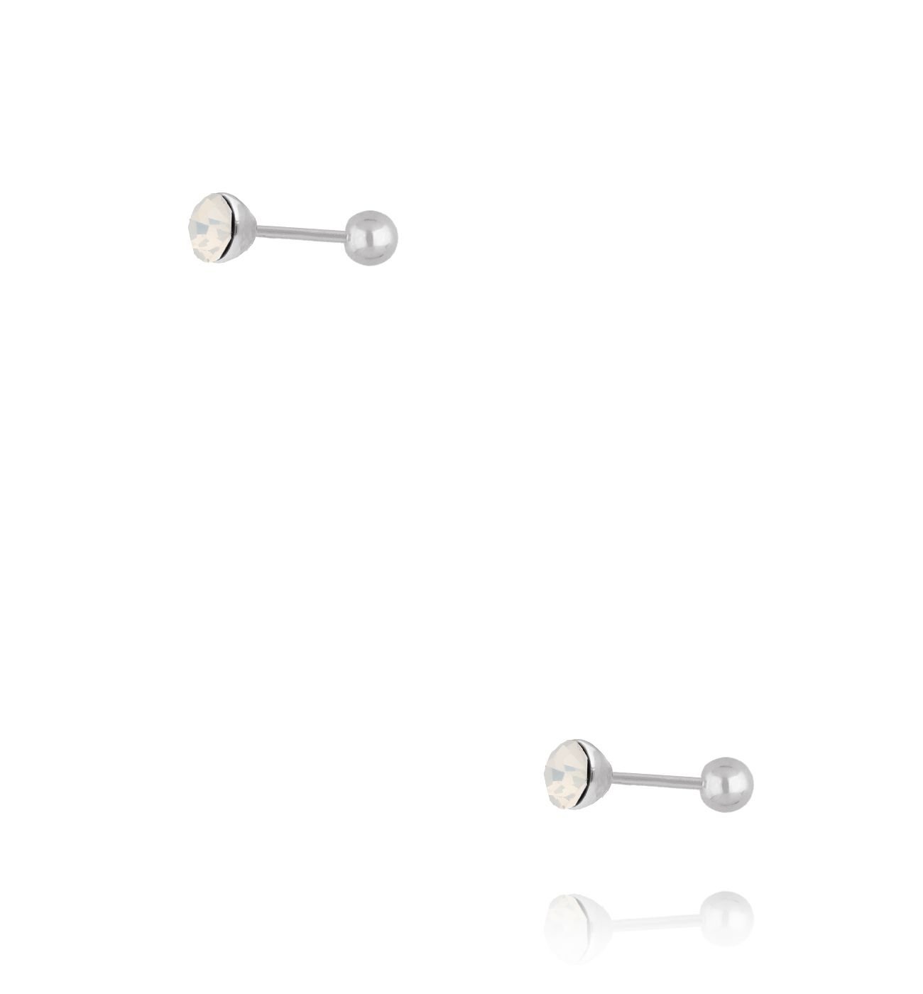 Kolczyki z mlecznobiałym kryształem w srebrnej oprawie KCA0173 - By Dziubeka