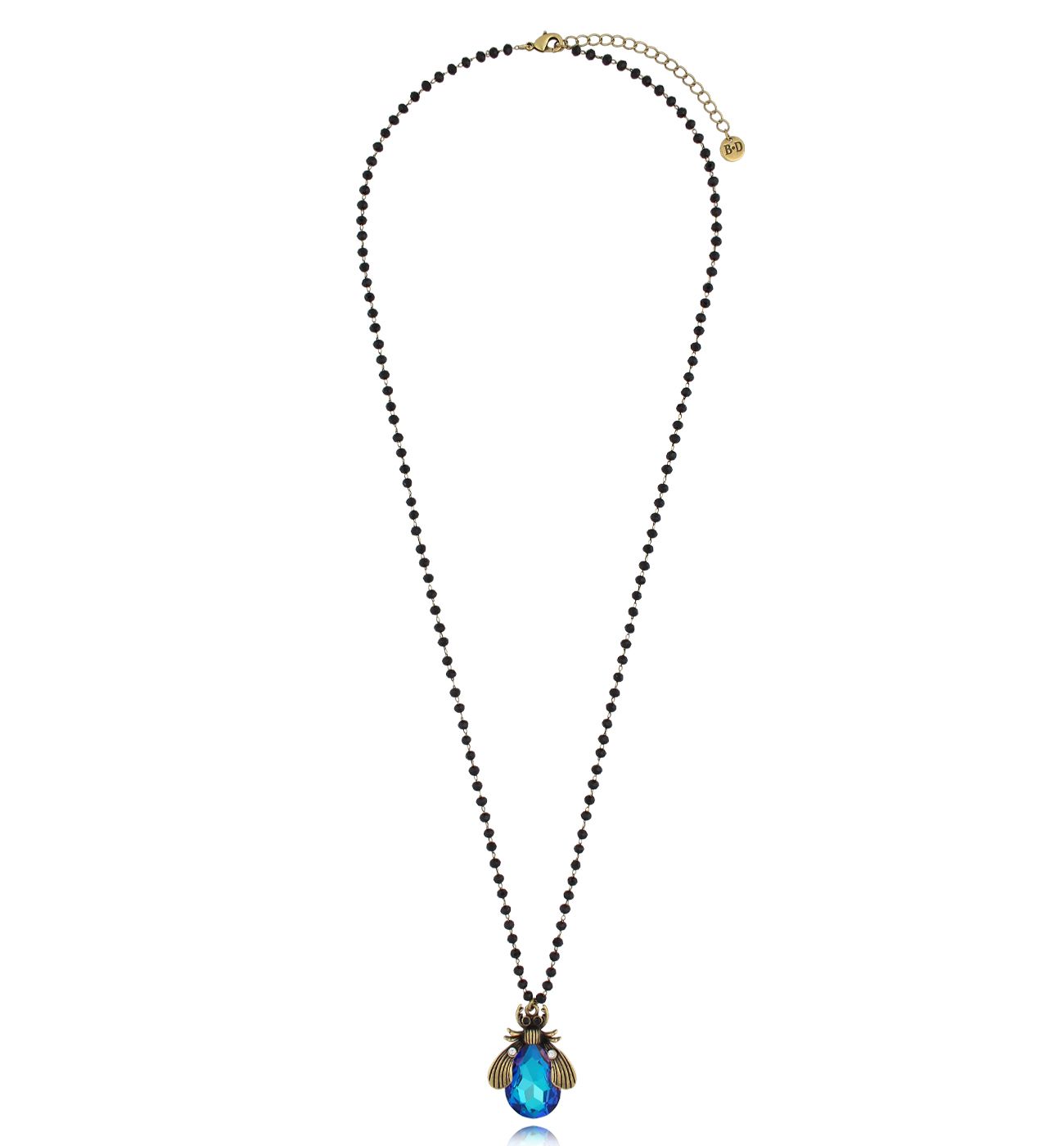 Naszyjnik długi z niebieskim żukiem Midnight - By Dziubeka