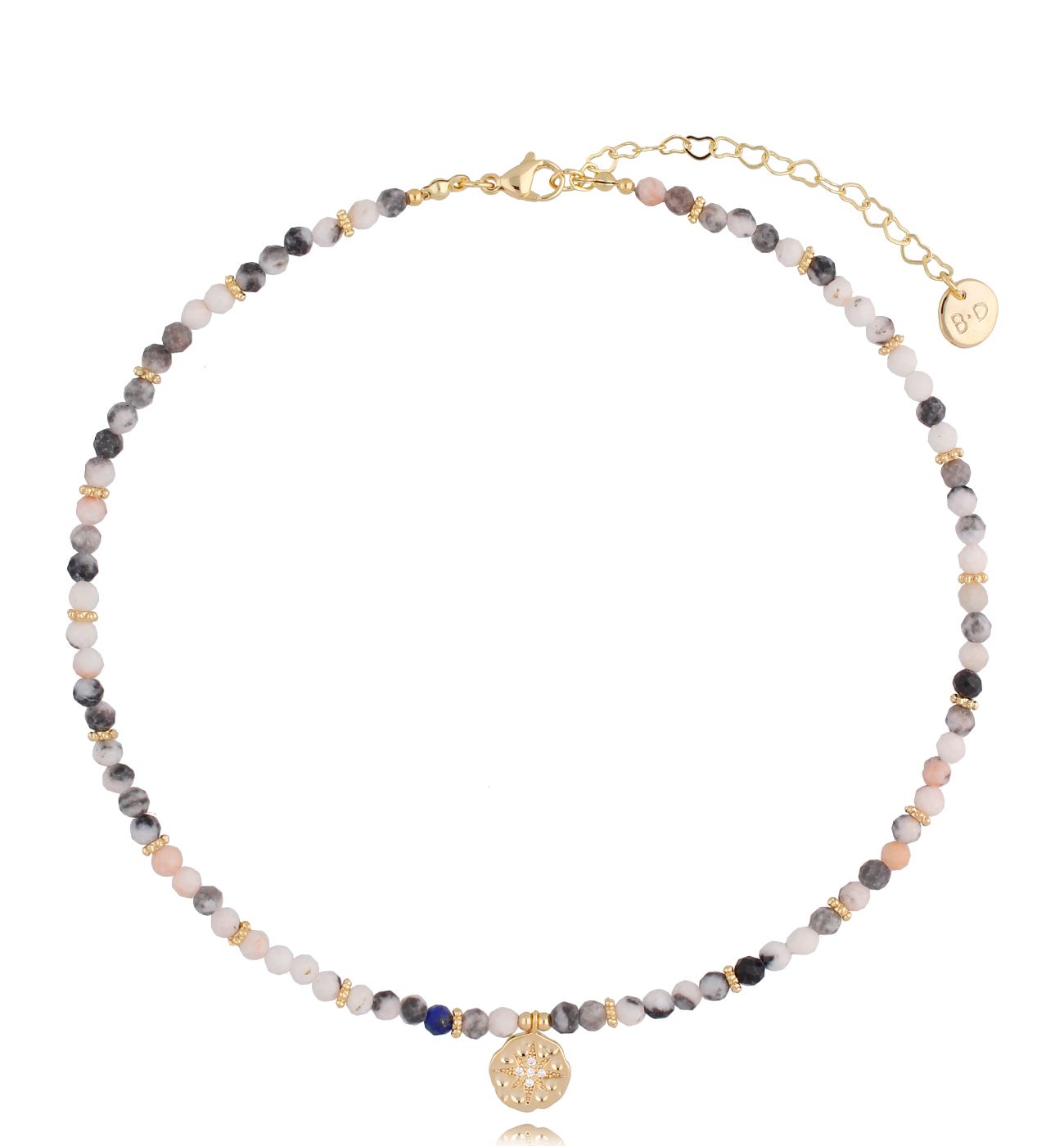 Naszyjnik z jaspisami White&Grey - By Dziubeka