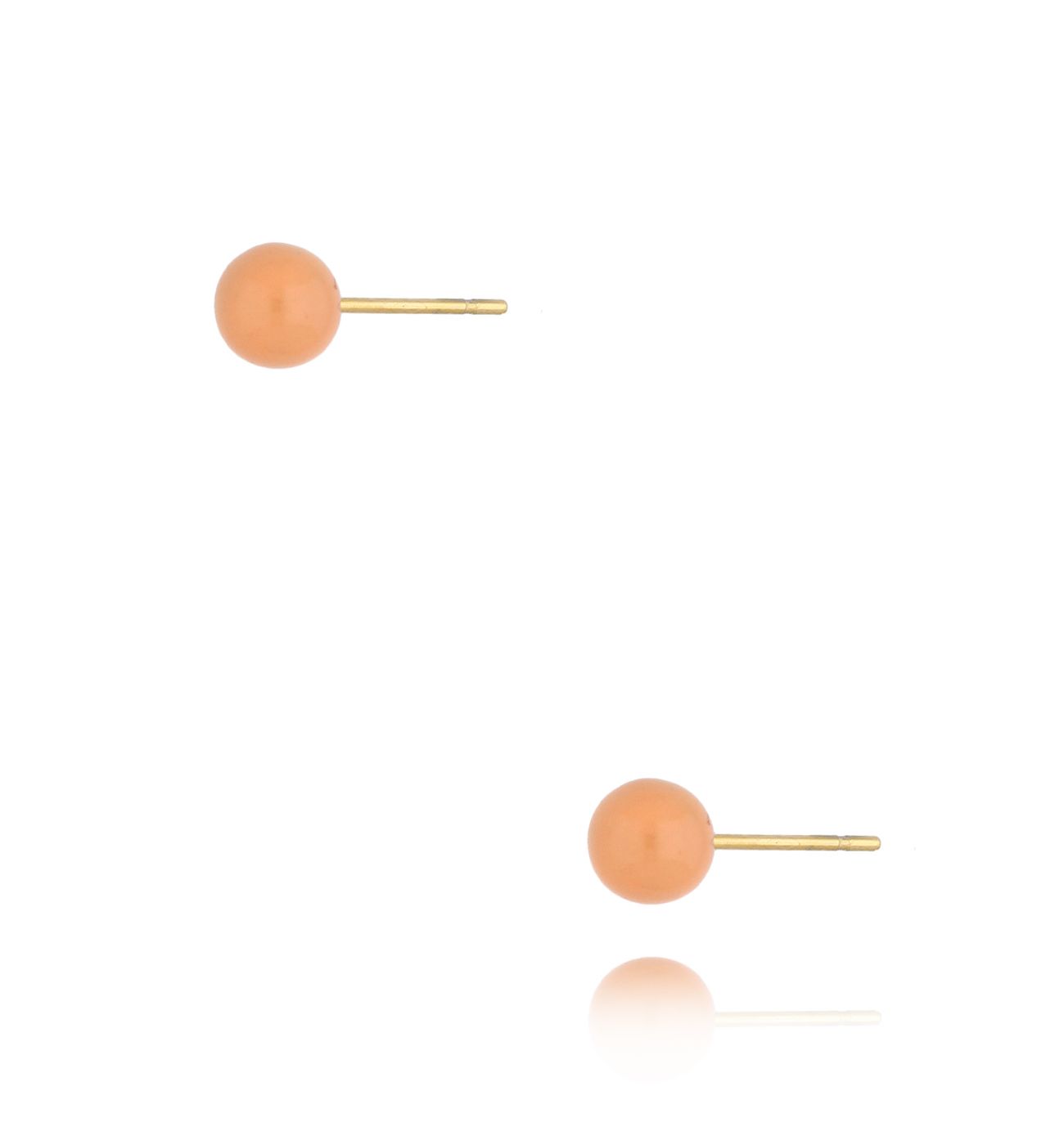 Kolczyki kulki z brzoskwiniową emalią 5 mm Enamel Balls - By Dziubeka