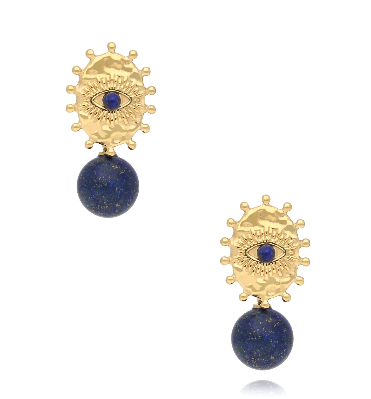 Kolczyki złote z lapisami KSC0155 - By Dziubeka